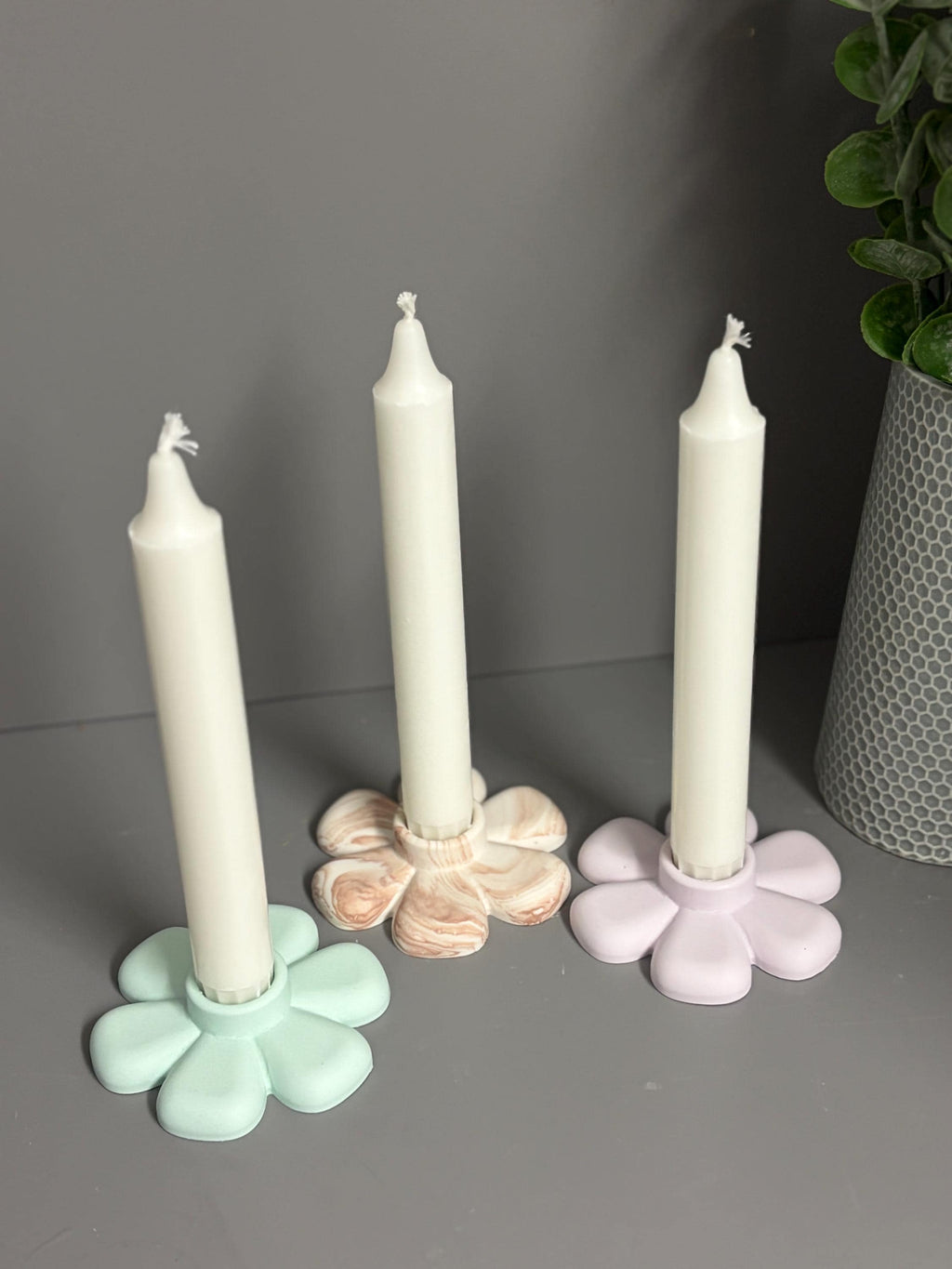 Jesmonite Flower candle holder.