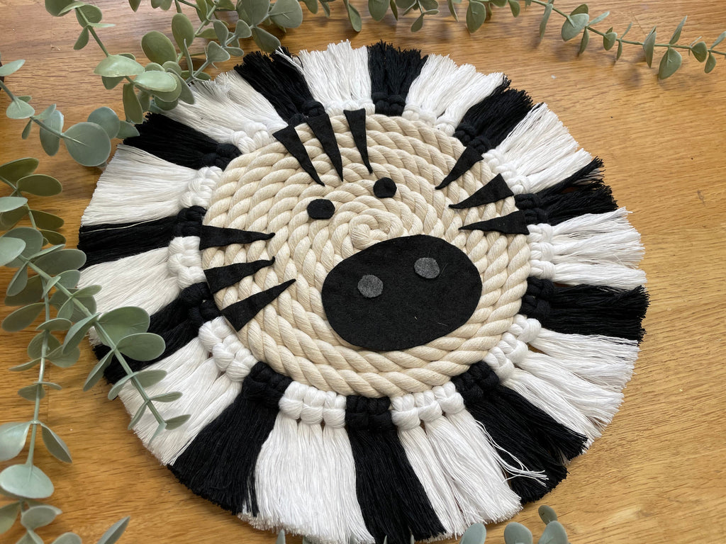 Macrame Zebra Wall Hanging - Jungle Nursery Decor
