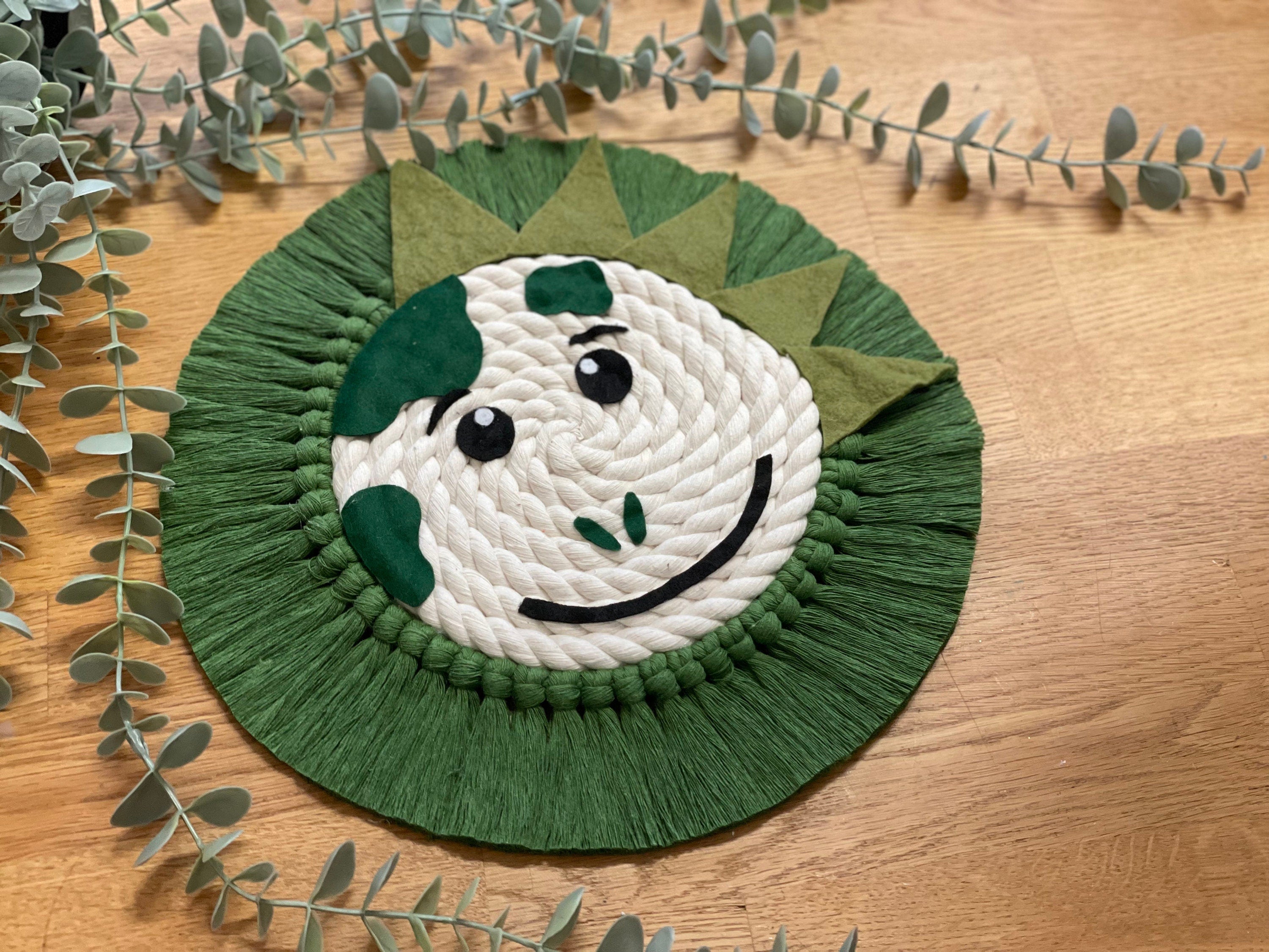 Dinosaur macrame rope animal, rope animal face, nursery decor