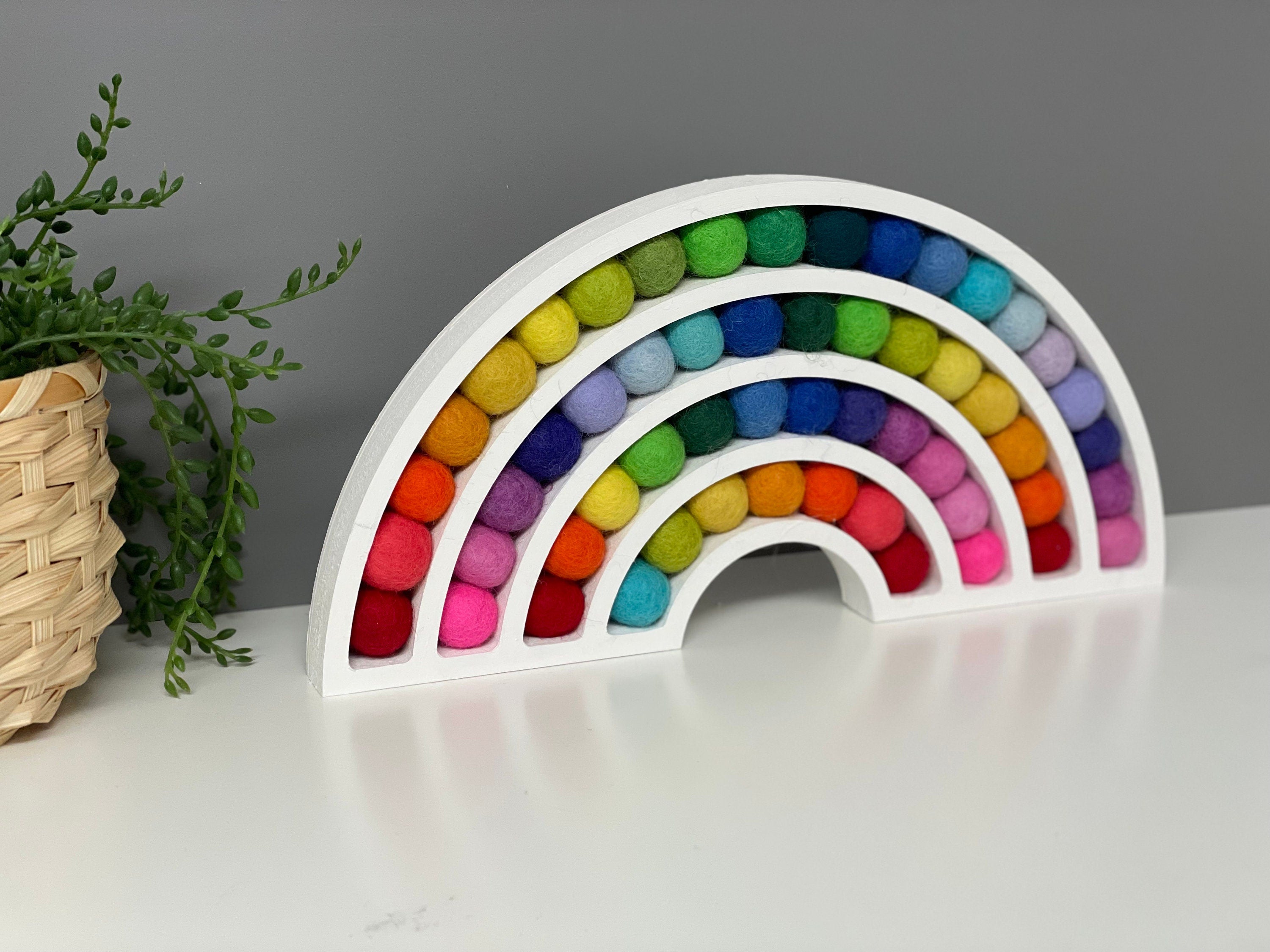 Pom Pom wooden rainbow