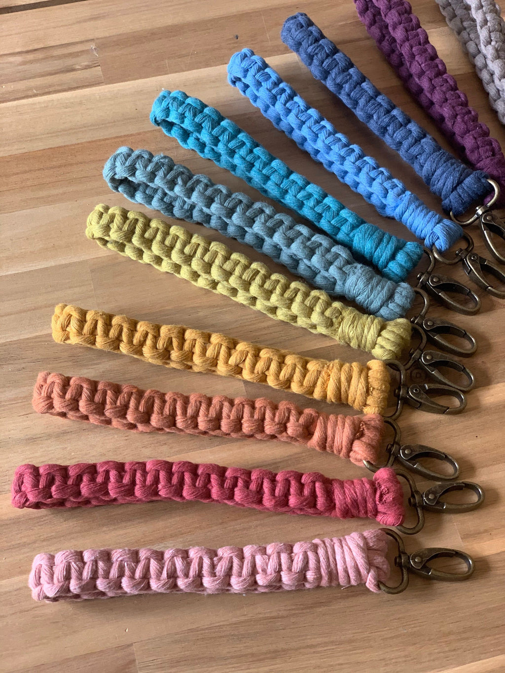 Macrame wristlet - macrame key ring - wrist strap key ring.
