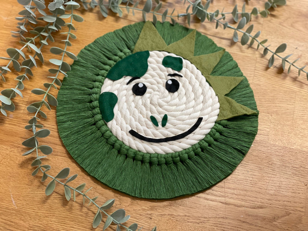 Dinosaur macrame rope animal, rope animal face, nursery decor