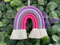 Macrame rainbow - fibre art - rainbow wall hanging - leopard print