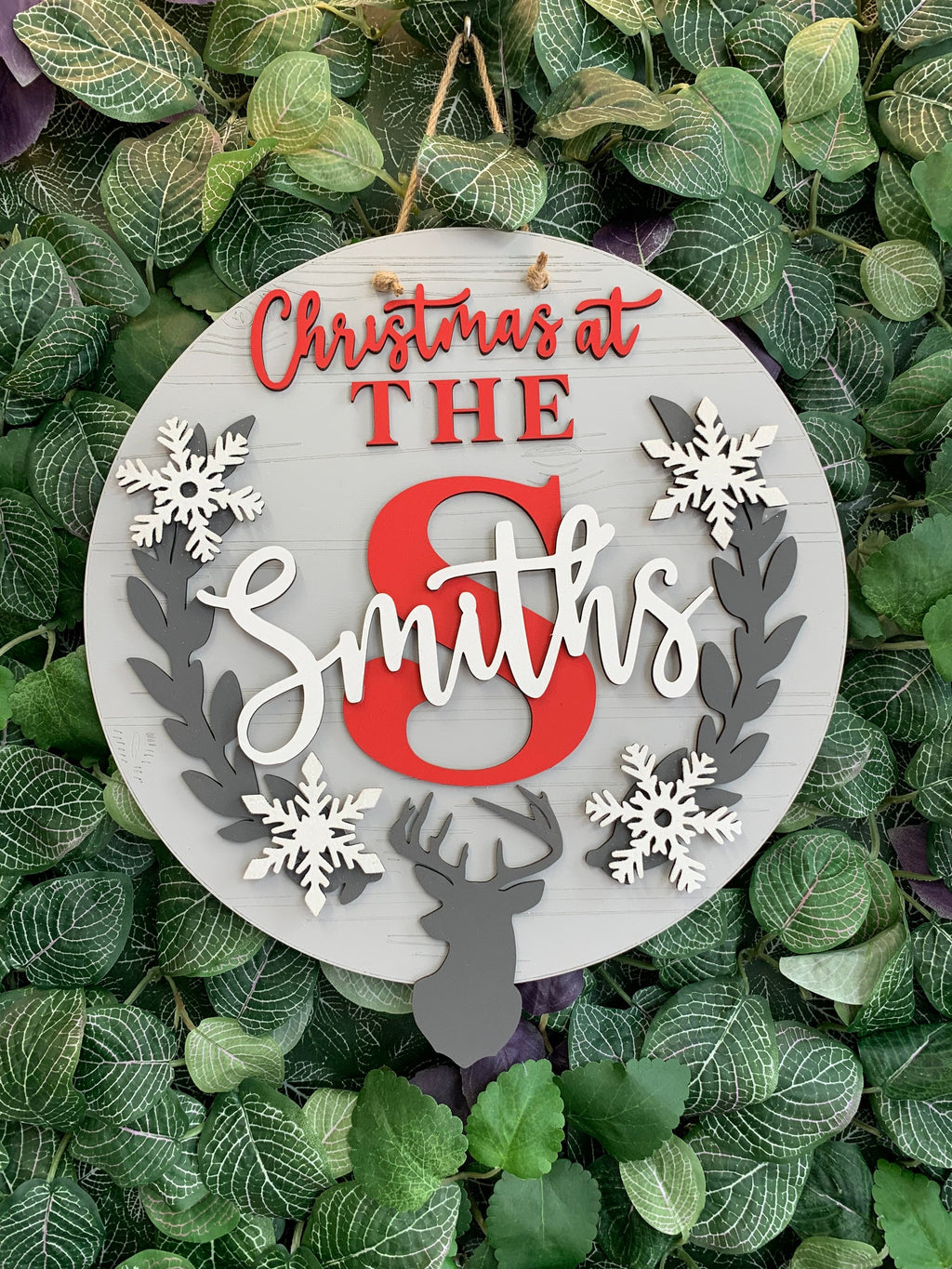 Christmas at the family plaque - Christmas family sign - family wall hanging - personalised Christmas decoration