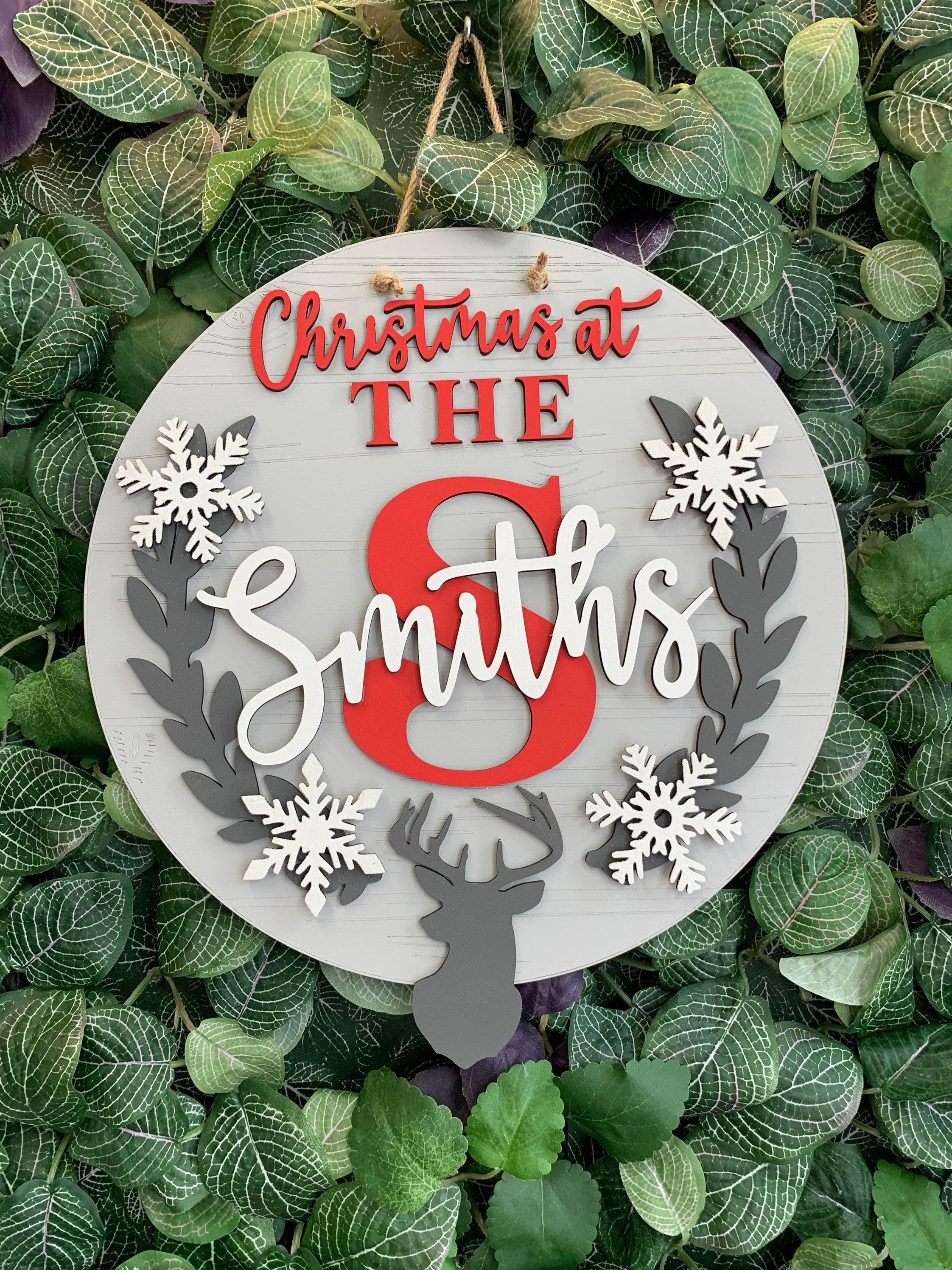 Christmas at the family plaque - Christmas family sign - family wall hanging - personalised Christmas decoration
