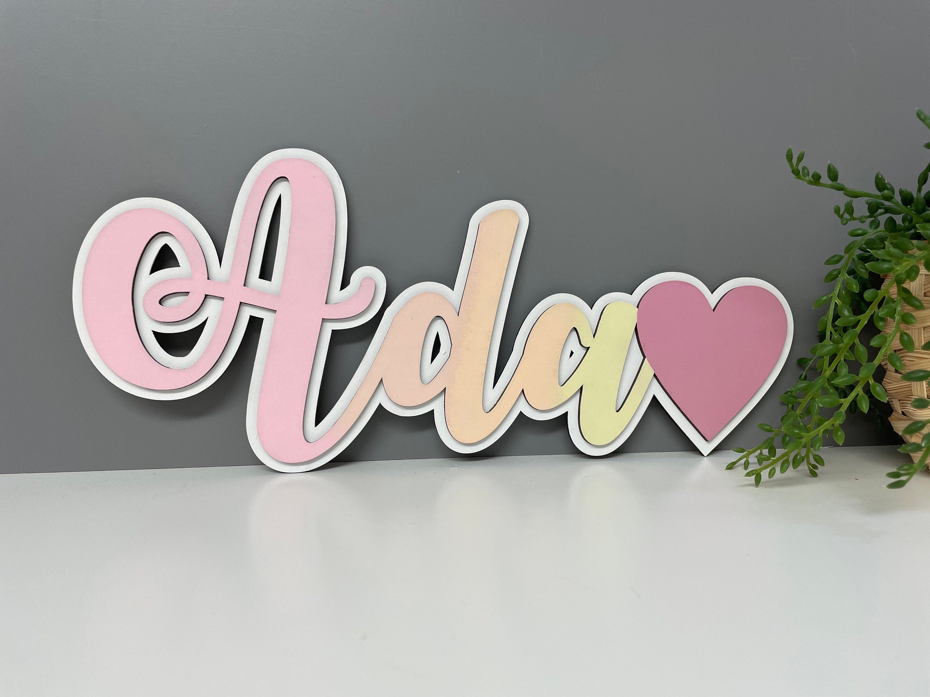 Layered personalised wooden name sign, bedroom door sign, nursery decor.