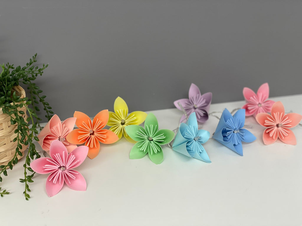 Pastel paper flower fairy lights, wedding decor, table decor, nursery decor
