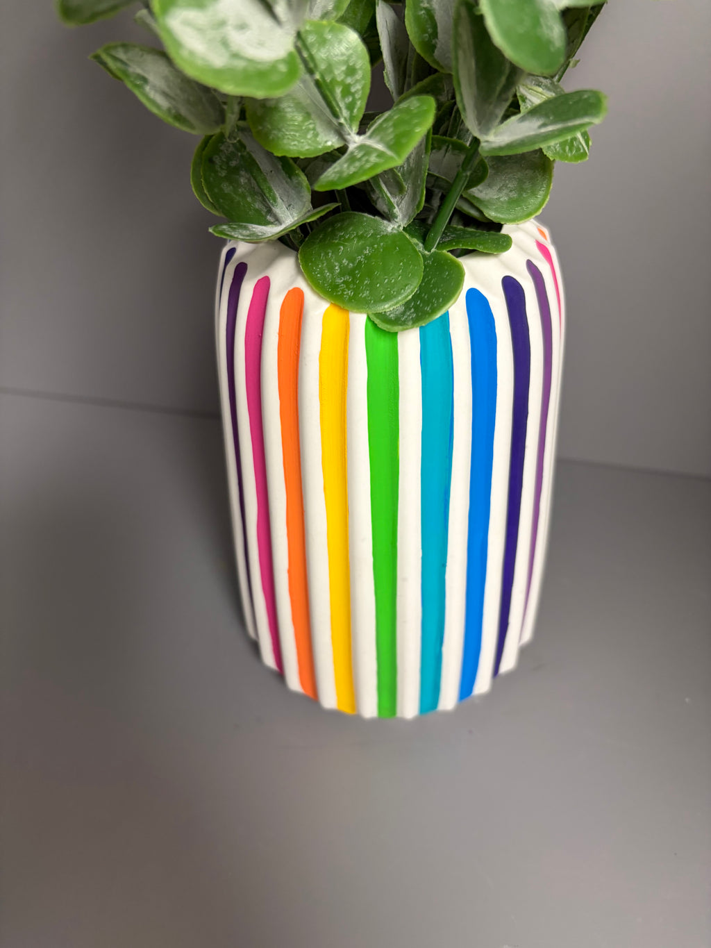 Jesmonite rainbow stripe vase