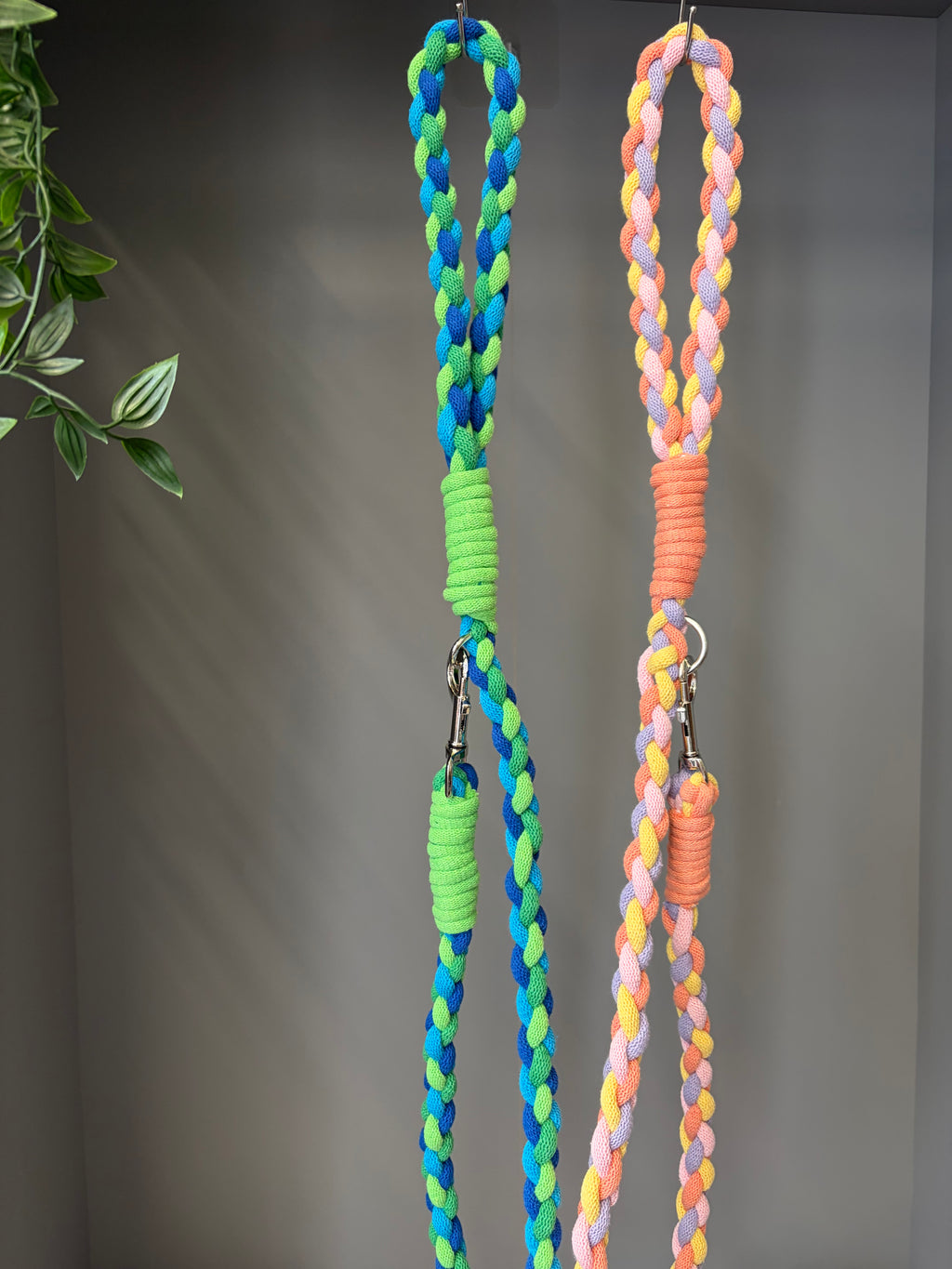 Chunky braided macrame dog lead