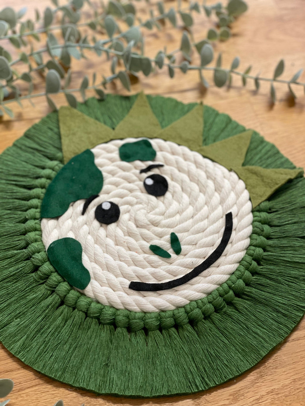 Dinosaur macrame rope animal, rope animal face, nursery decor