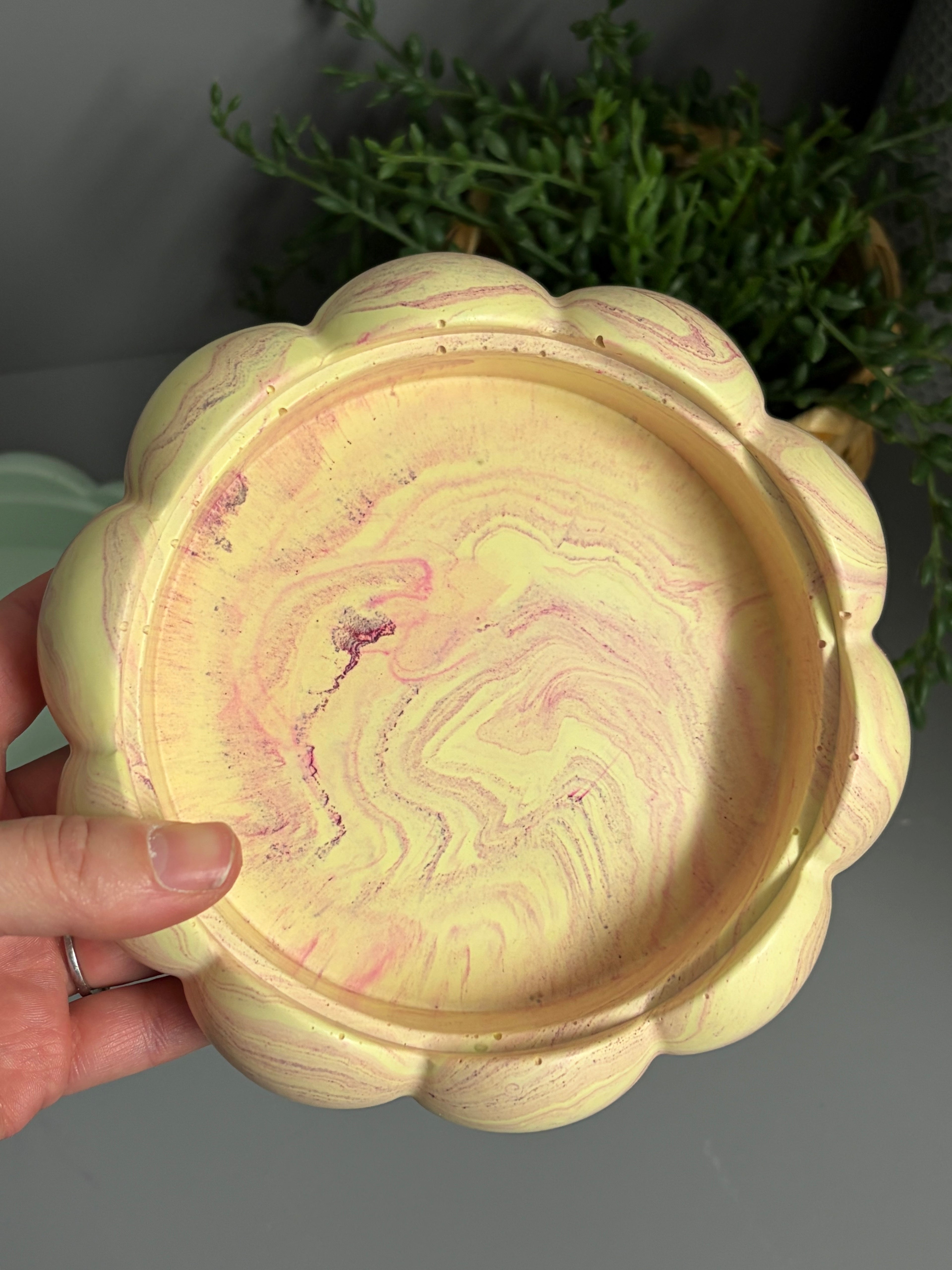 Jesmonite bubble flower jewellery trinket tray