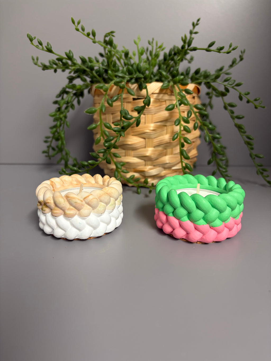 Jesmonite eco resin rope tea light holders