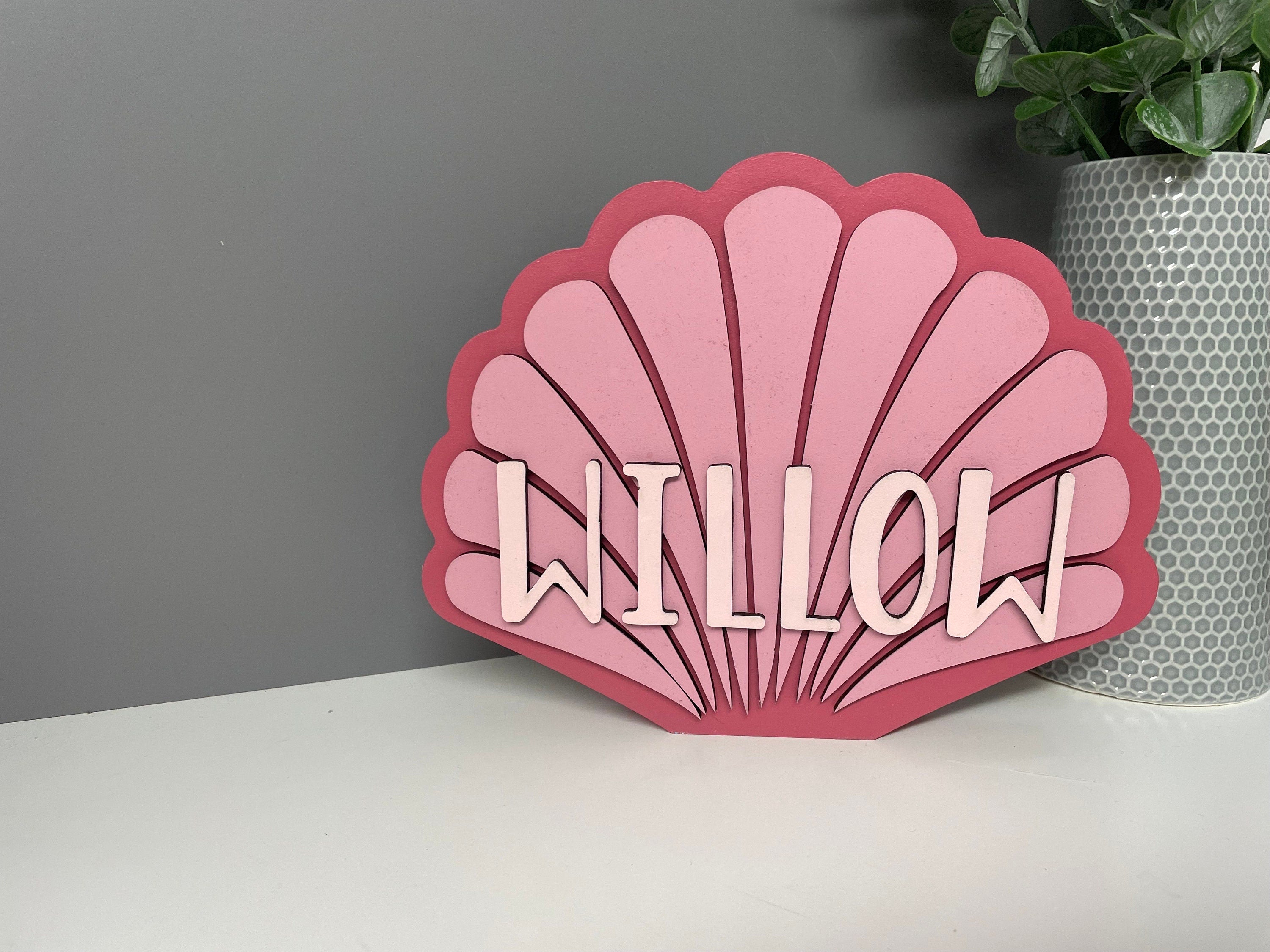 Personalised wooden name shell, scallop shell, under the sea theme bedroom, shell shelfie