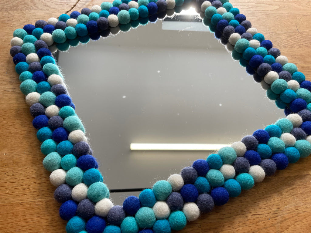 Square Pom Pom wall hanging mirror