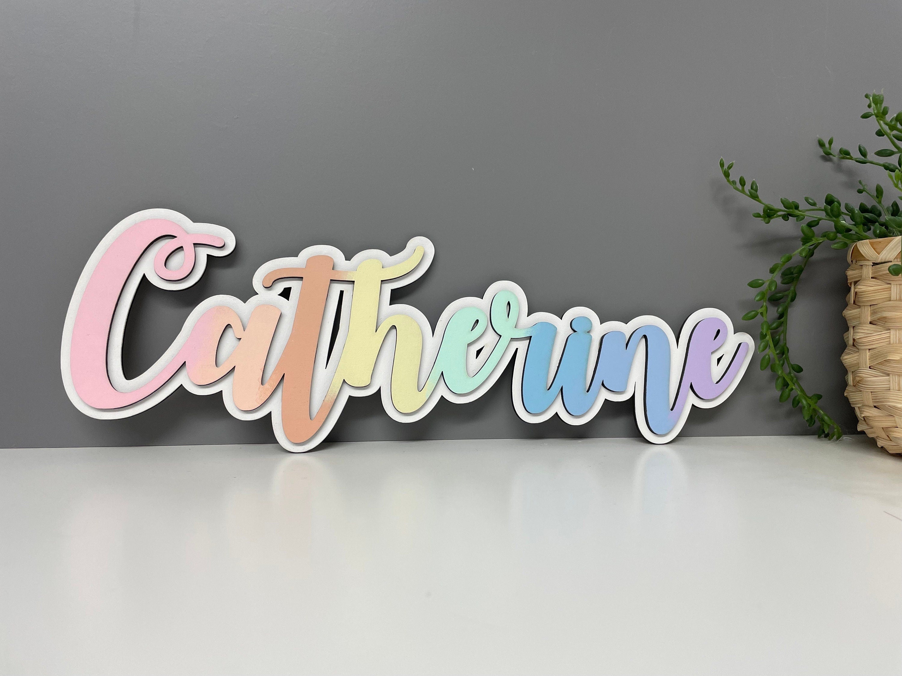 Layered personalised wooden name sign, bedroom door sign, nursery decor.