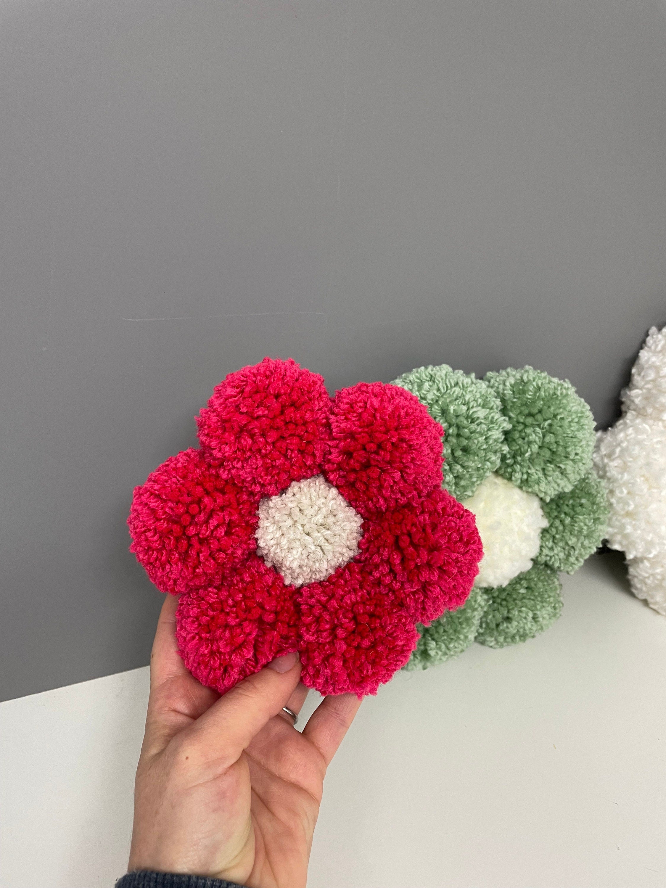 Pom Pom flower, daisy, flower wall hanging, nursery decor, playroom