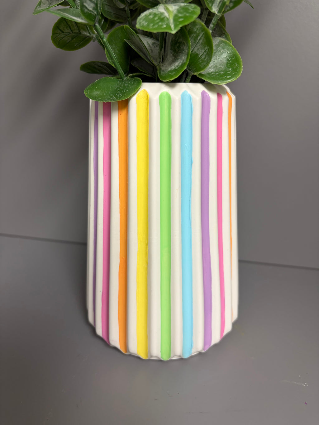 Handmade Jesmonite eco resin pastel stripe vase