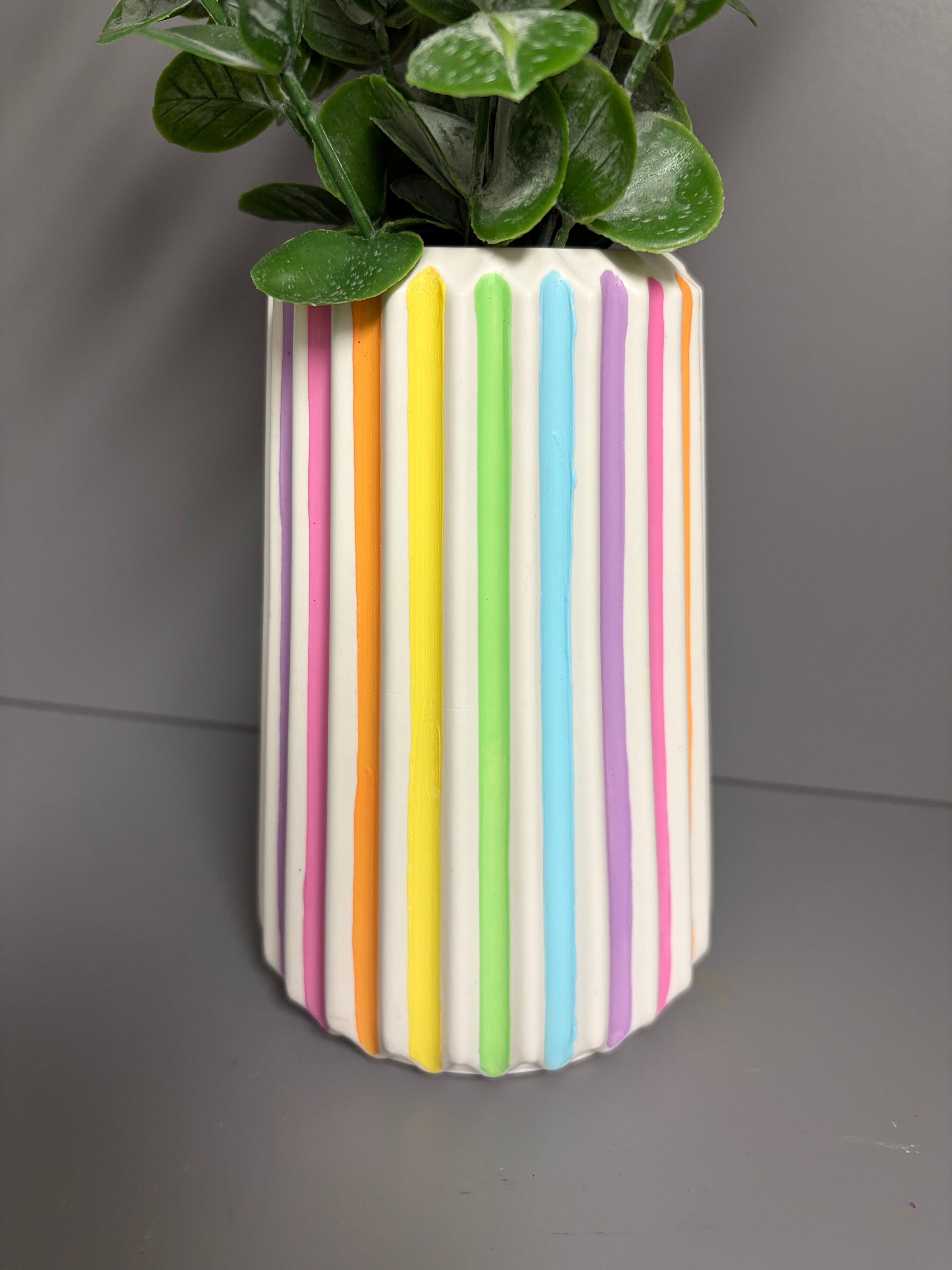 Handmade Jesmonite eco resin pastel stripe vase