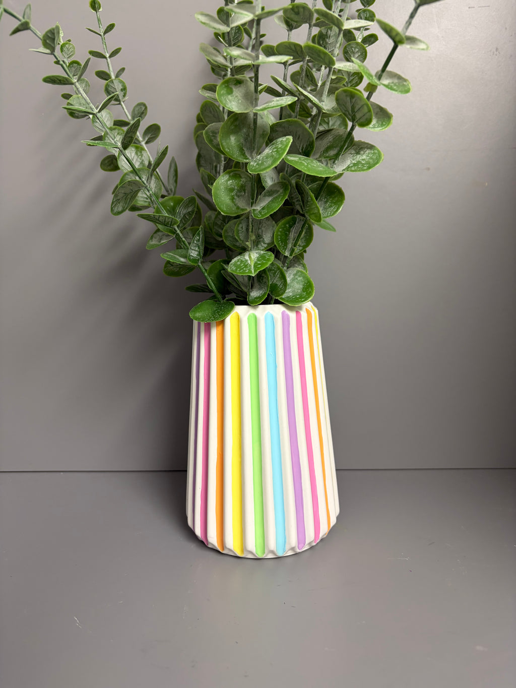 Handmade Jesmonite eco resin pastel stripe vase