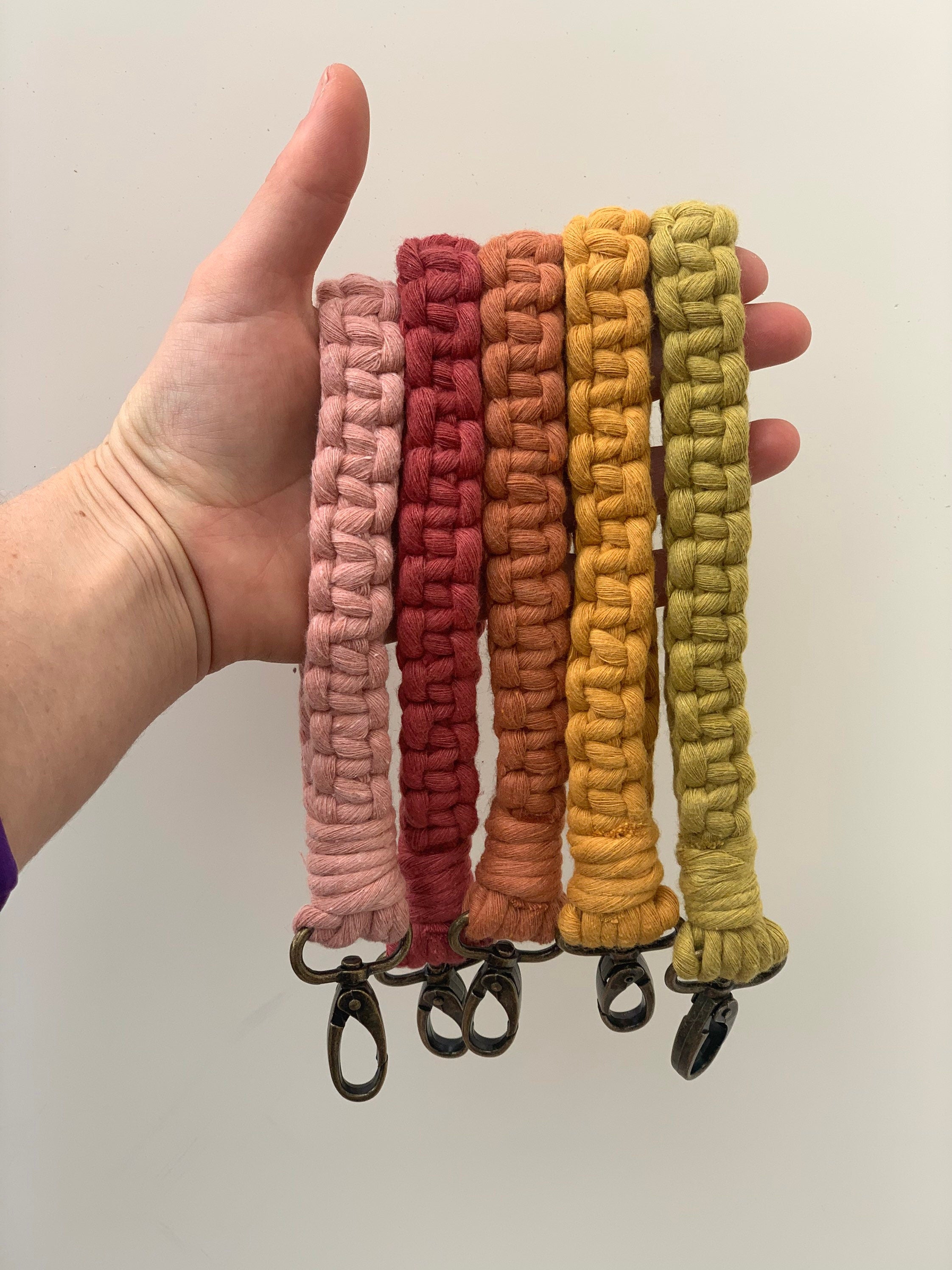 Macrame wristlet - macrame key ring - wrist strap key ring.