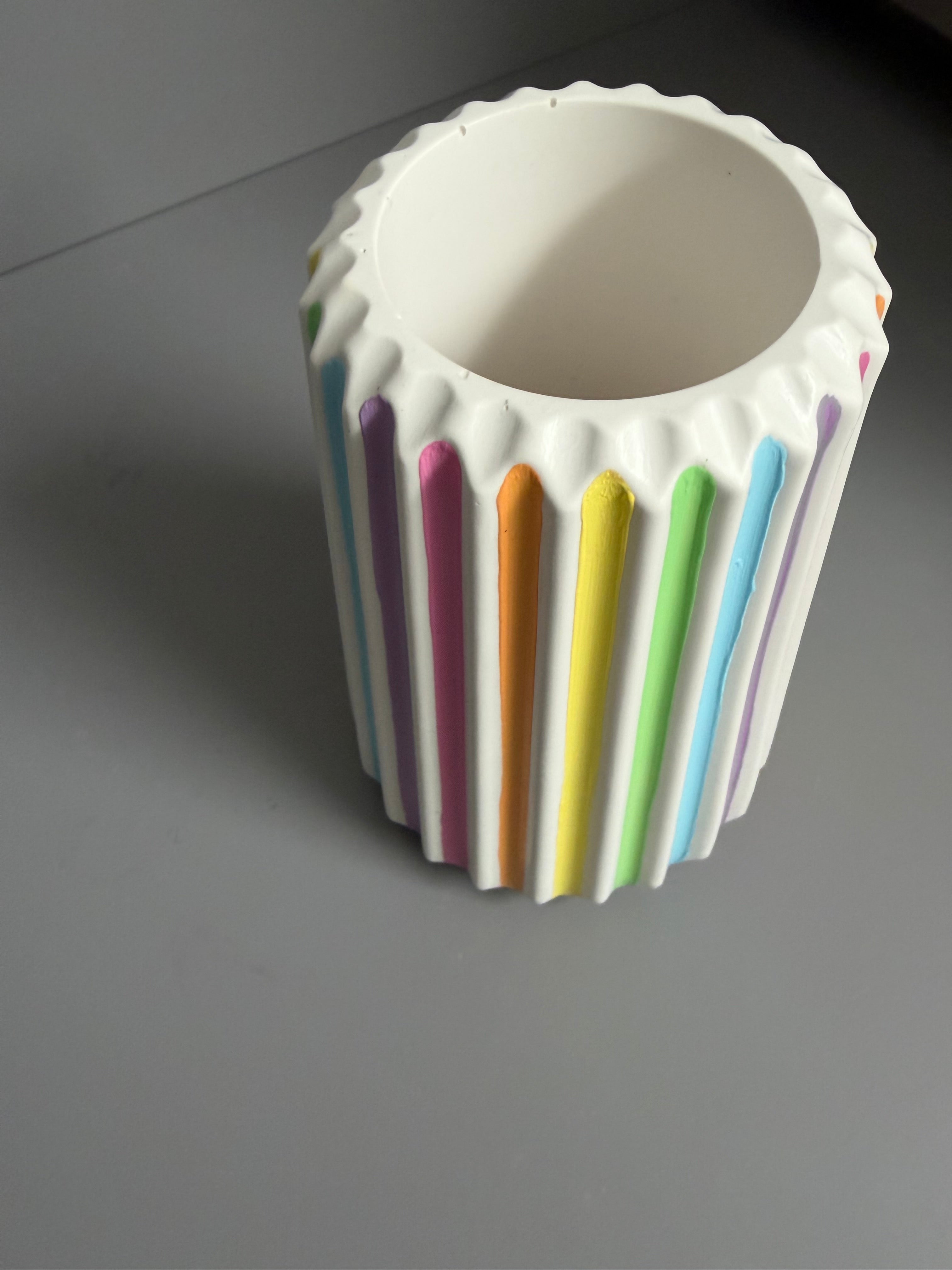 Handmade Jesmonite eco resin pastel stripe vase
