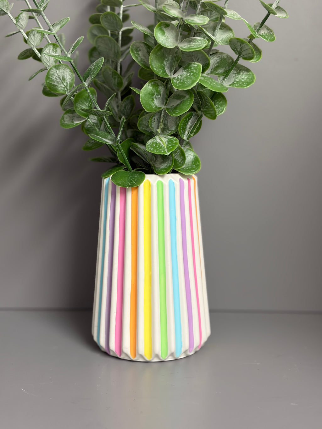 Handmade Jesmonite eco resin pastel stripe vase