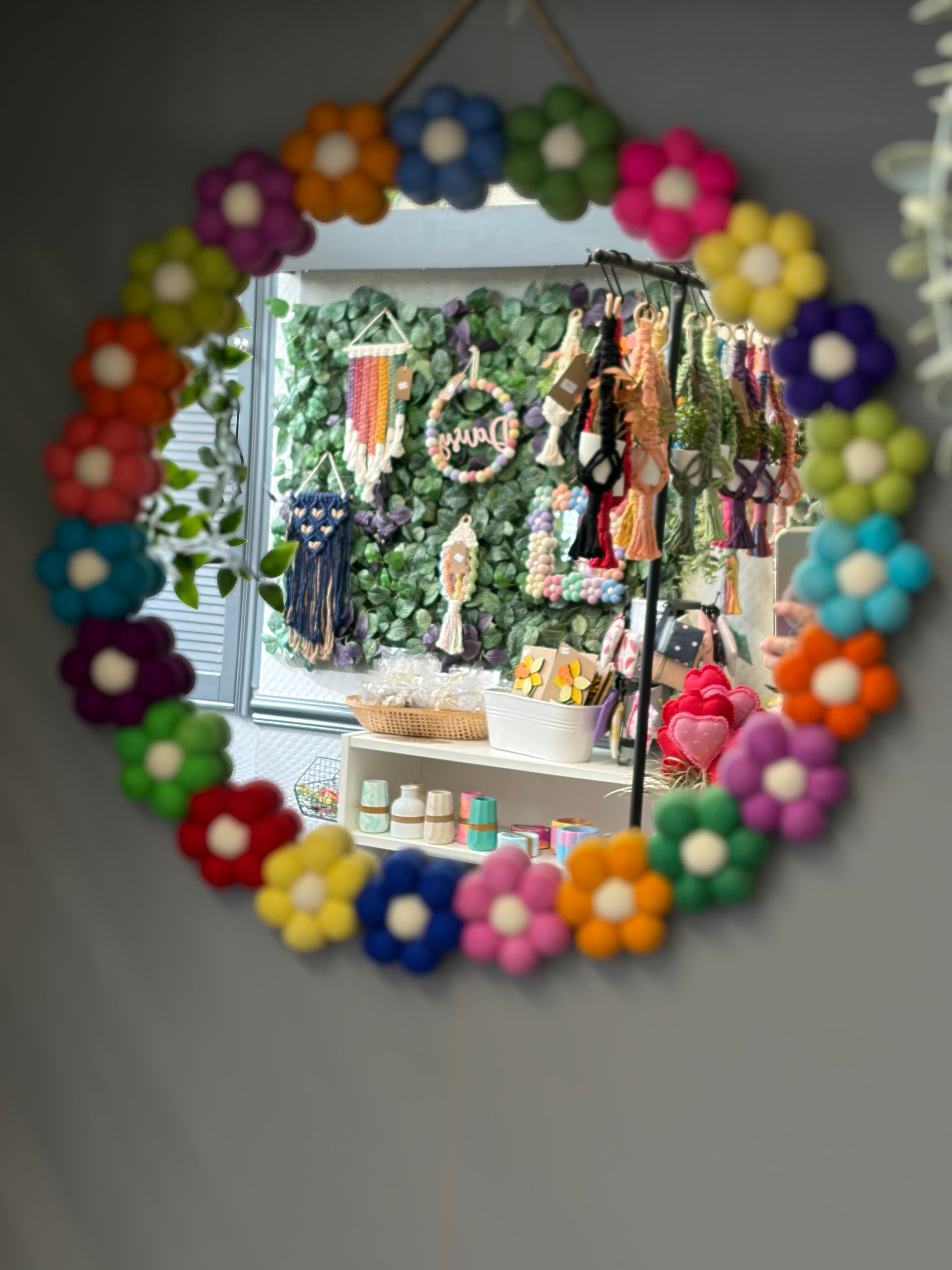 Pom Pom flower wall mirror