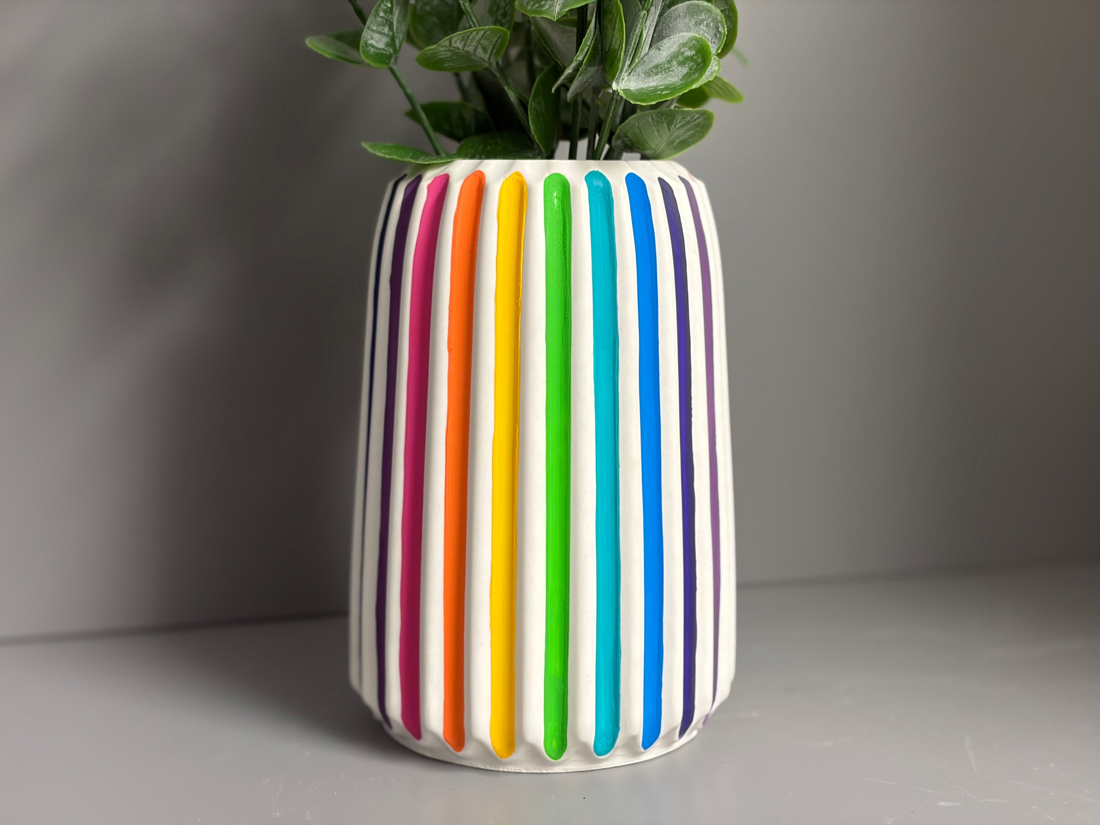 Jesmonite rainbow stripe vase
