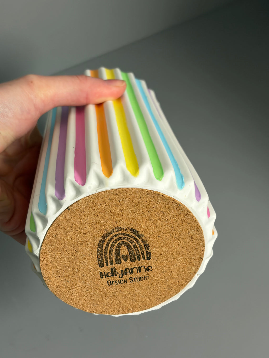 Handmade Jesmonite eco resin pastel stripe vase