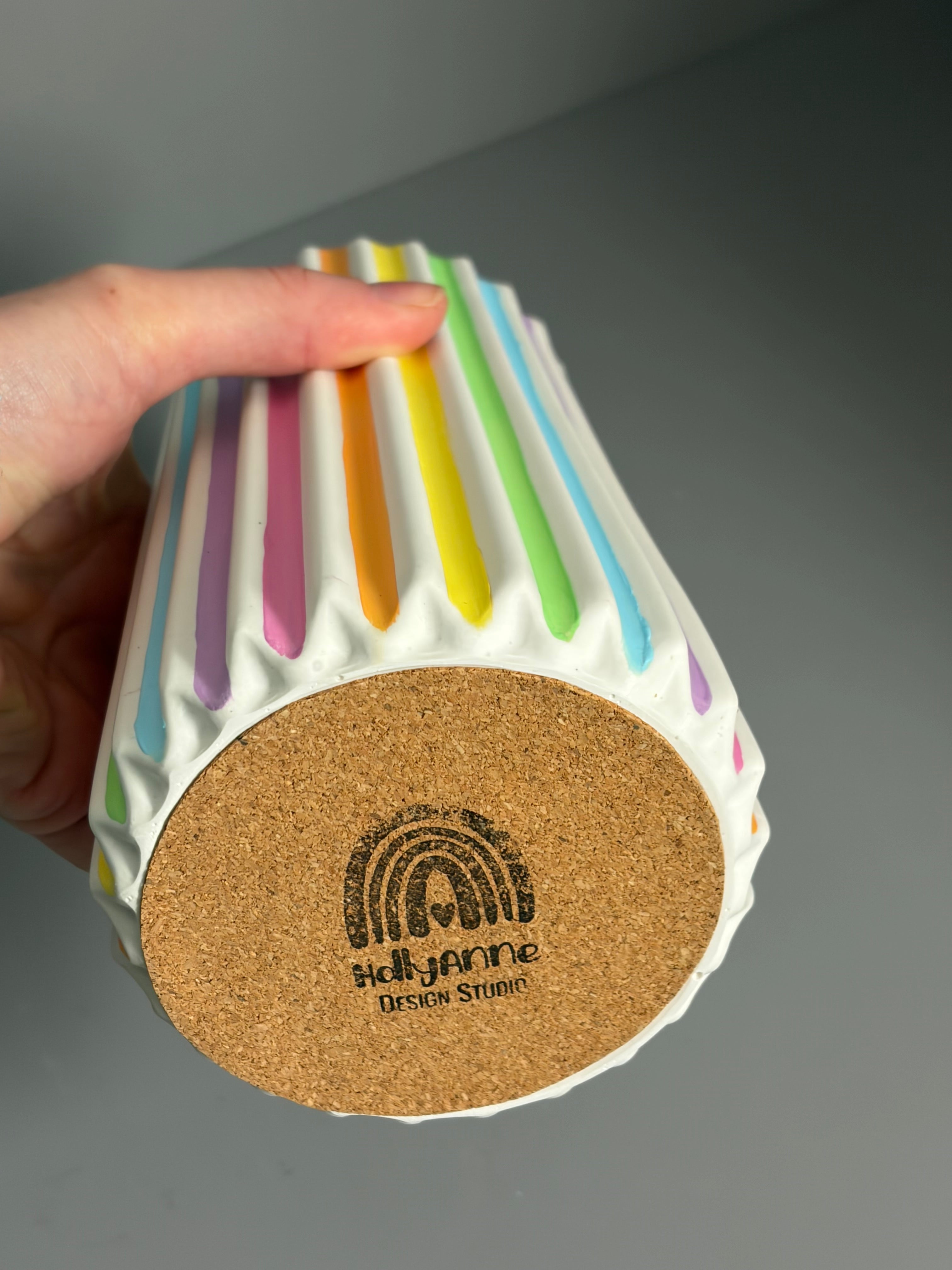 Handmade Jesmonite eco resin pastel stripe vase