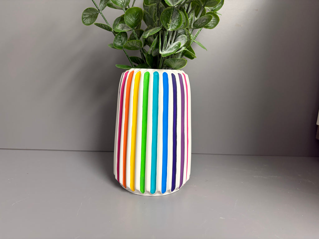 Jesmonite rainbow stripe vase