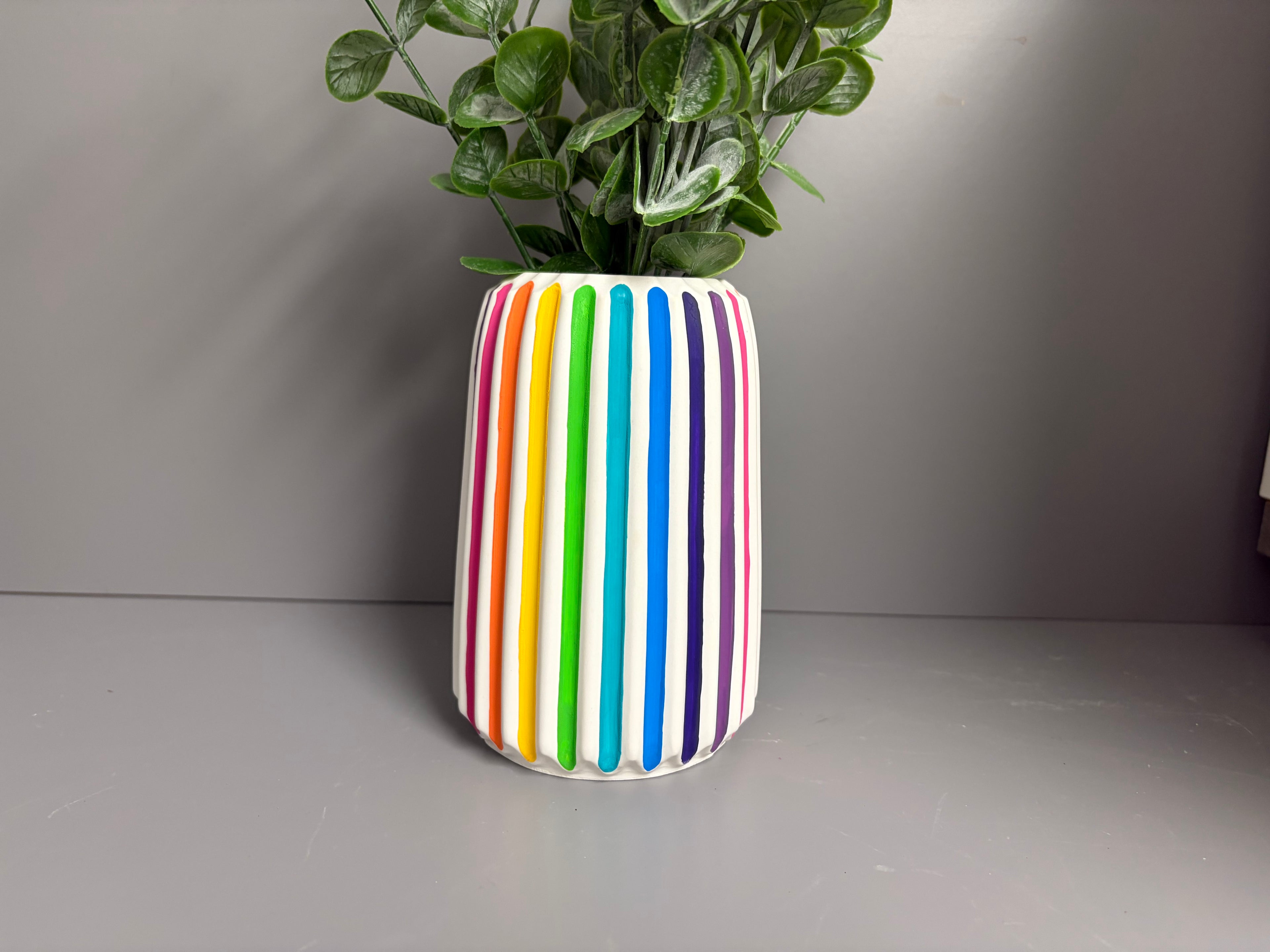 Jesmonite rainbow stripe vase