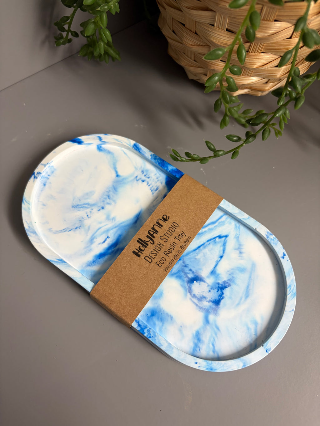 Jesmonite eco resin trinket tray, home decor