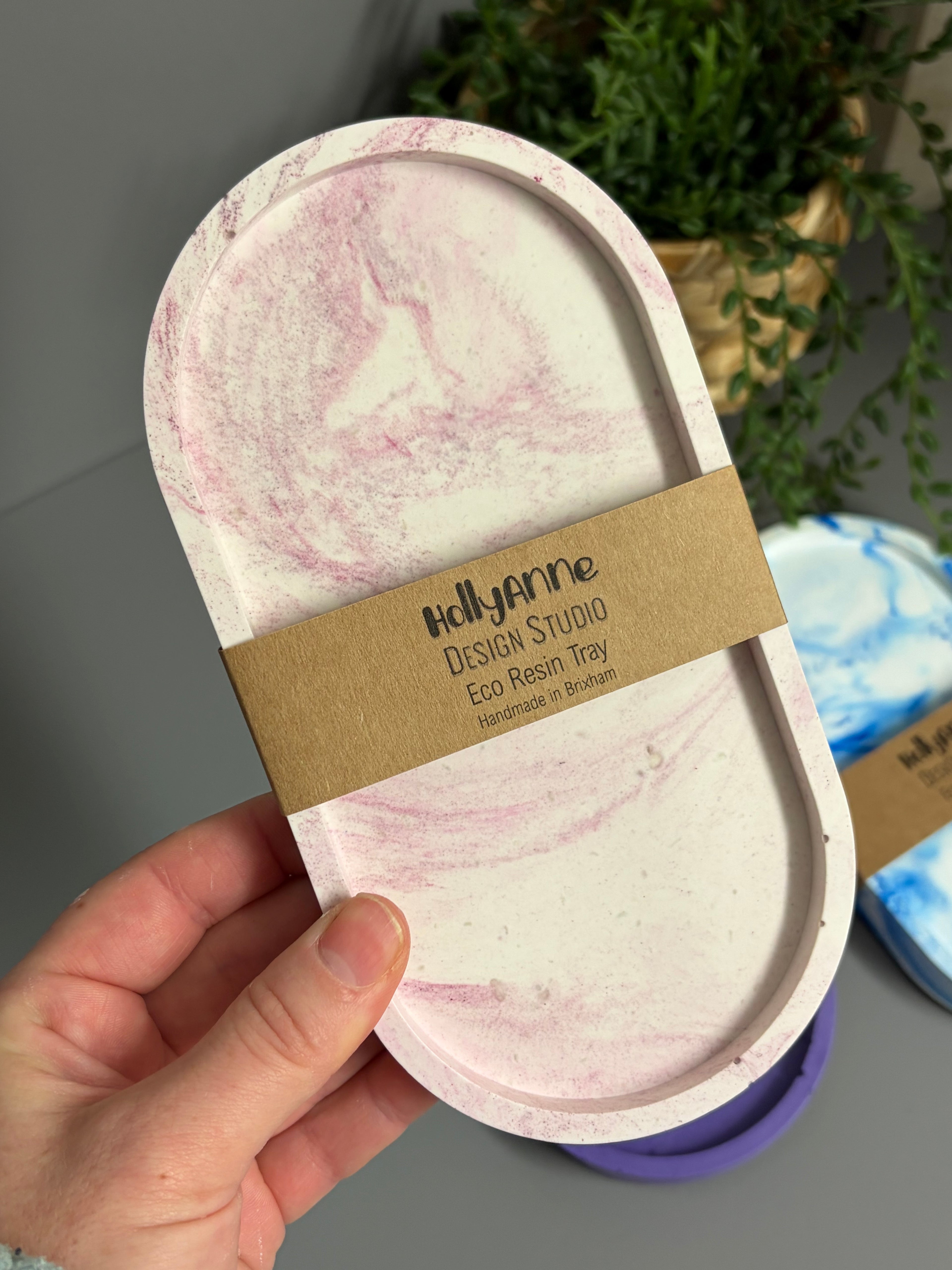 Jesmonite eco resin trinket tray, home decor