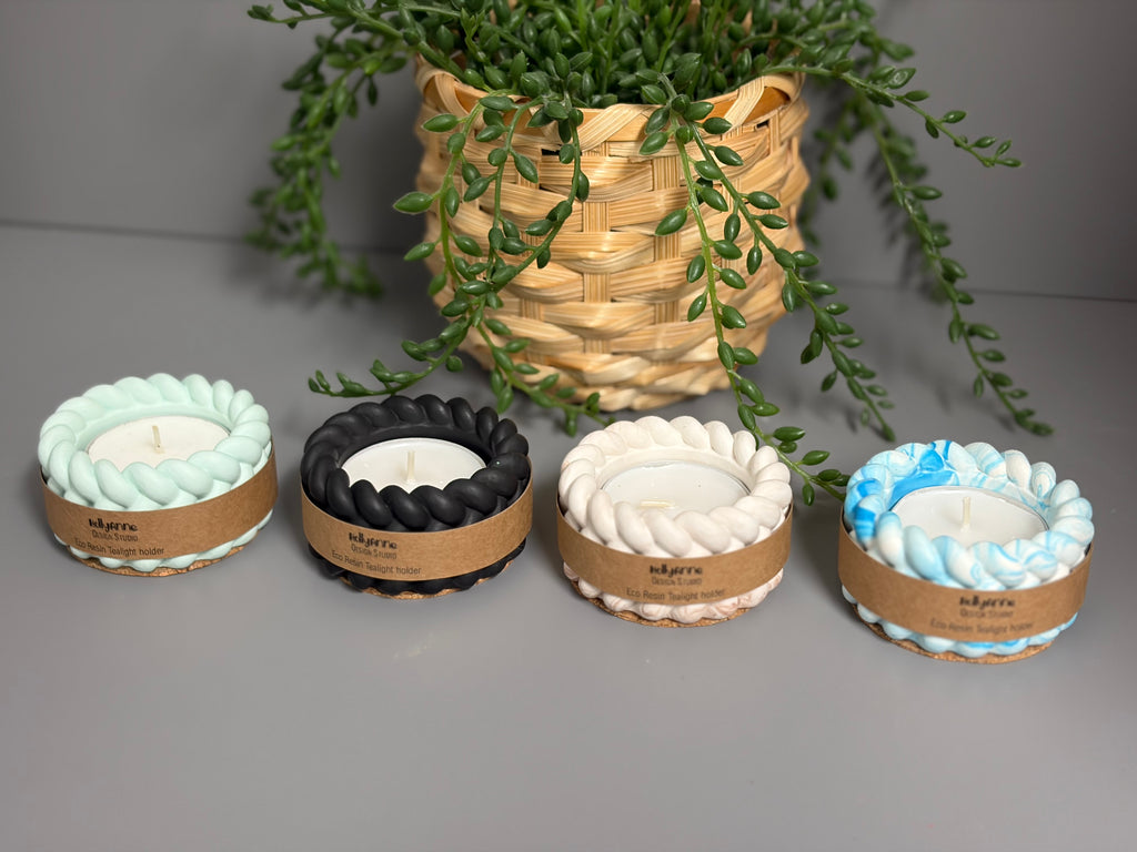 Jesmonite eco resin rope tea light holders