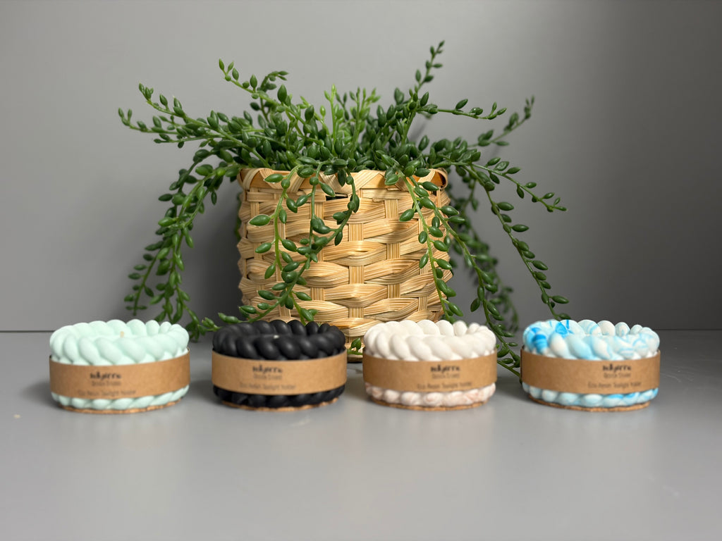 Jesmonite eco resin rope tea light holders