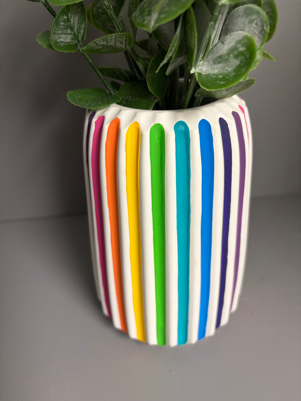 Jesmonite rainbow stripe vase