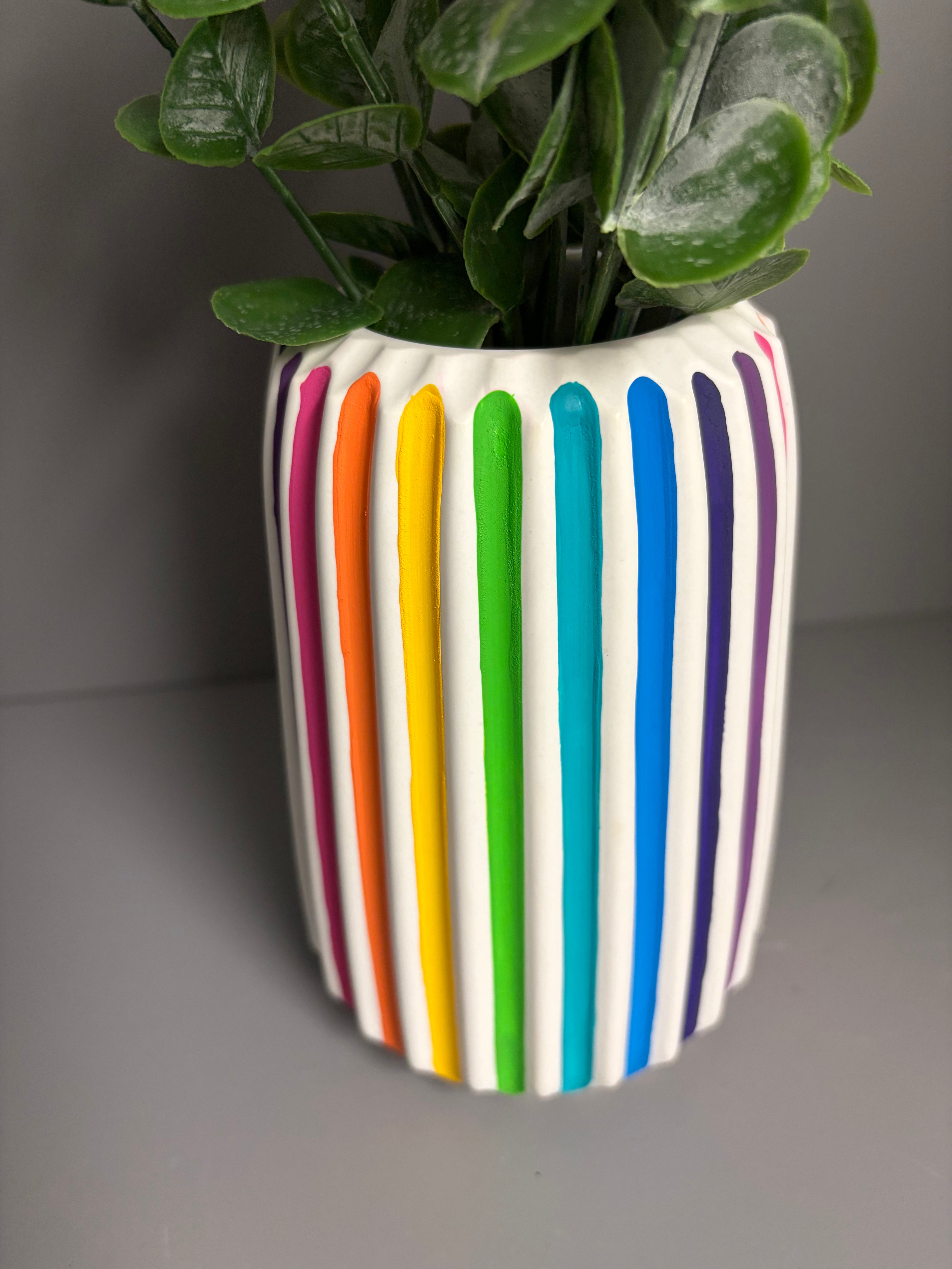Jesmonite rainbow stripe vase