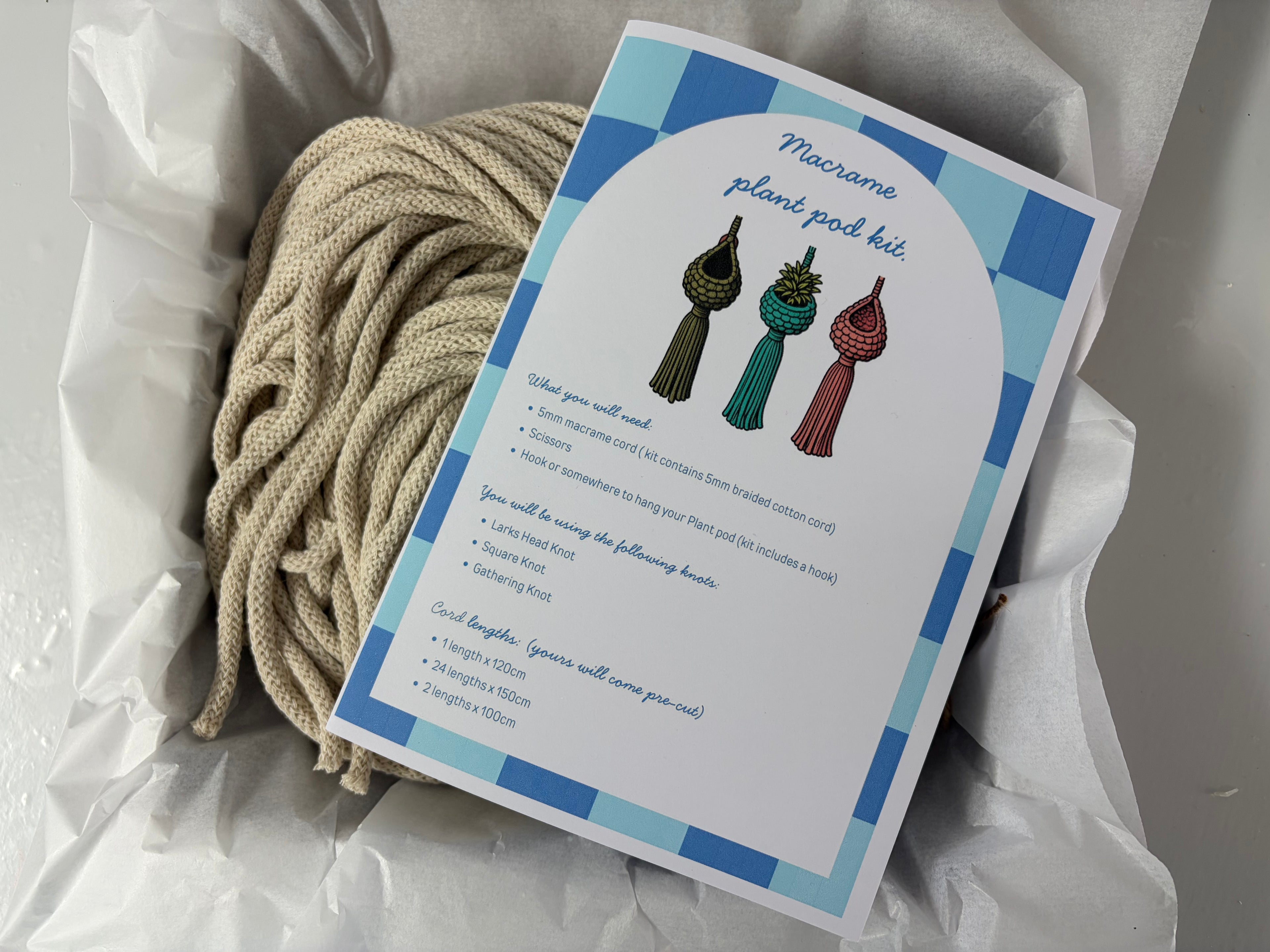Macrame plant hanger pod Kit, craft Kit.