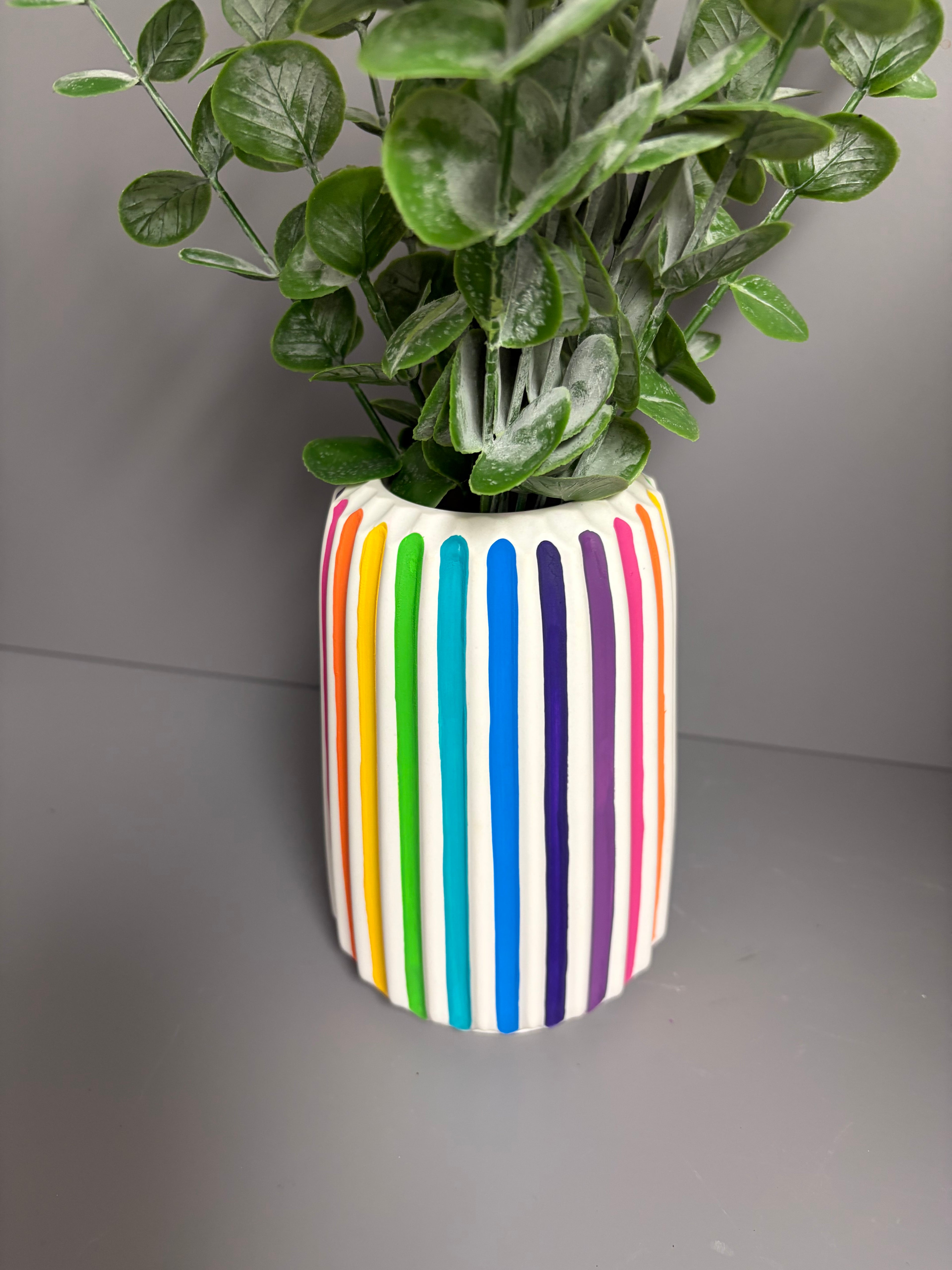 Jesmonite rainbow stripe vase