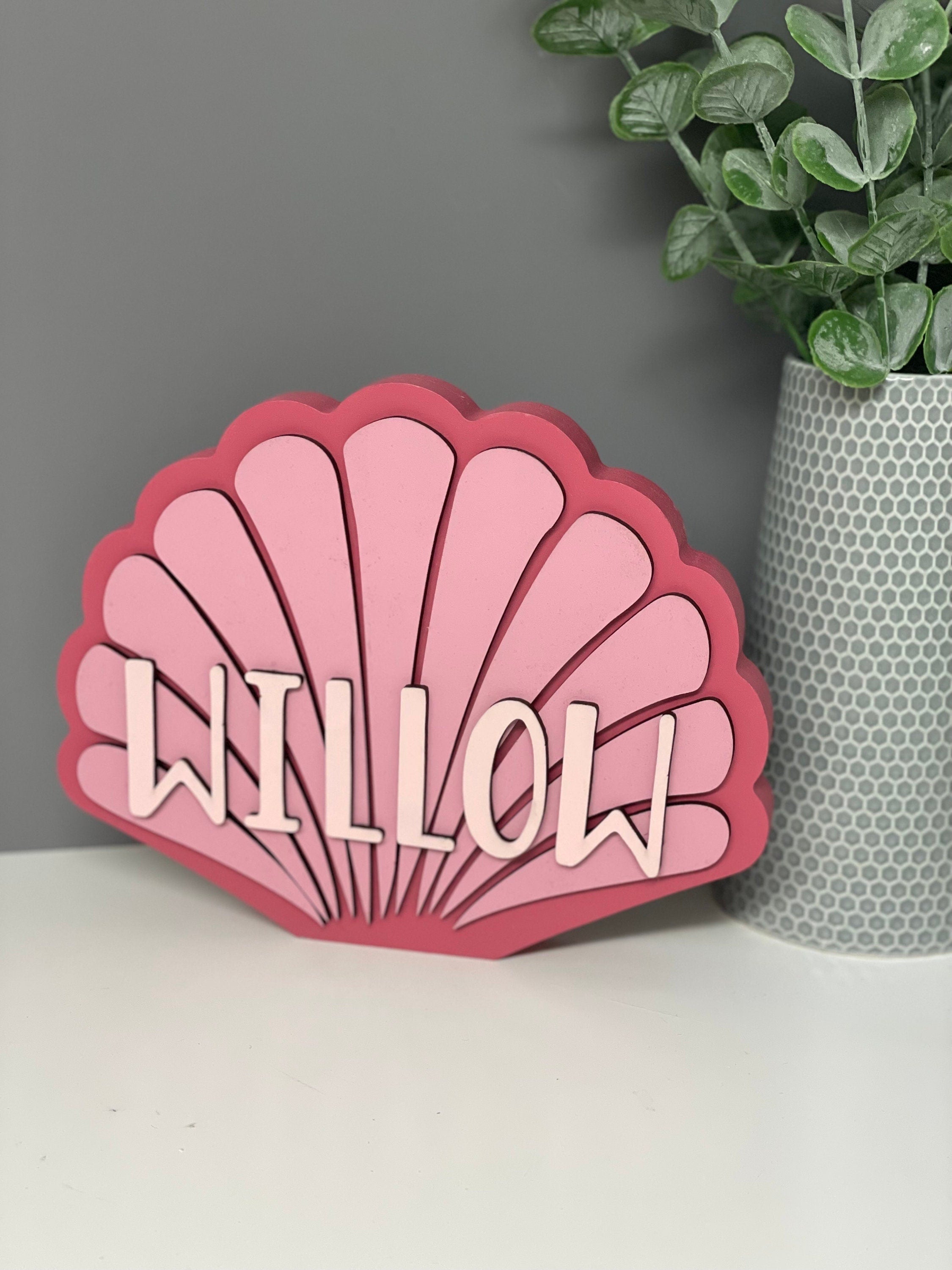 Personalised wooden name shell, scallop shell, under the sea theme bedroom, shell shelfie