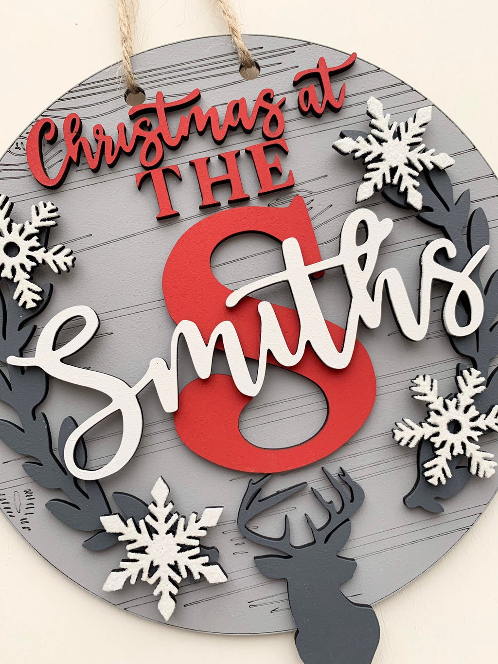 Christmas at the family plaque - Christmas family sign - family wall hanging - personalised Christmas decoration