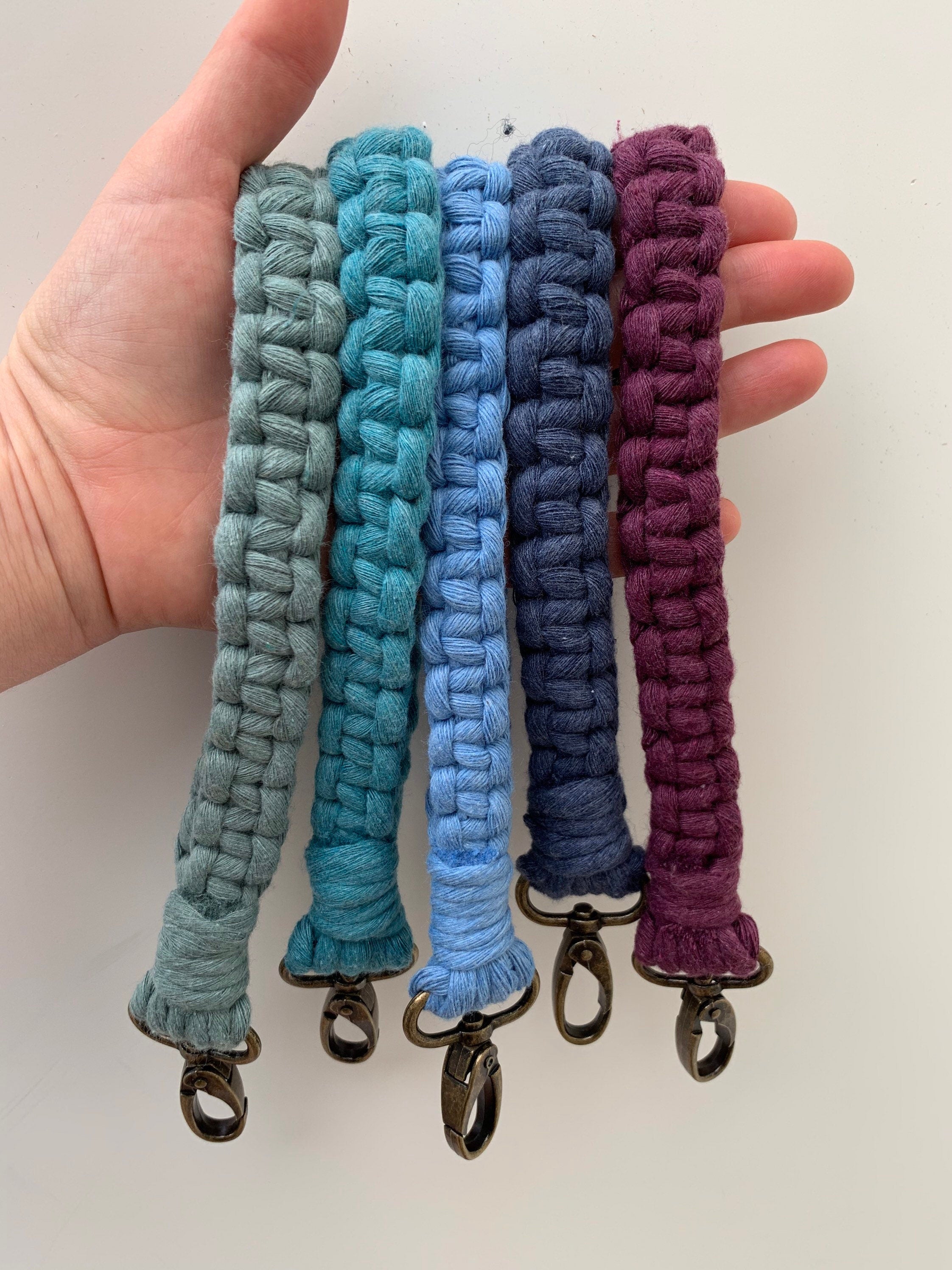 Macrame wristlet - macrame key ring - wrist strap key ring.