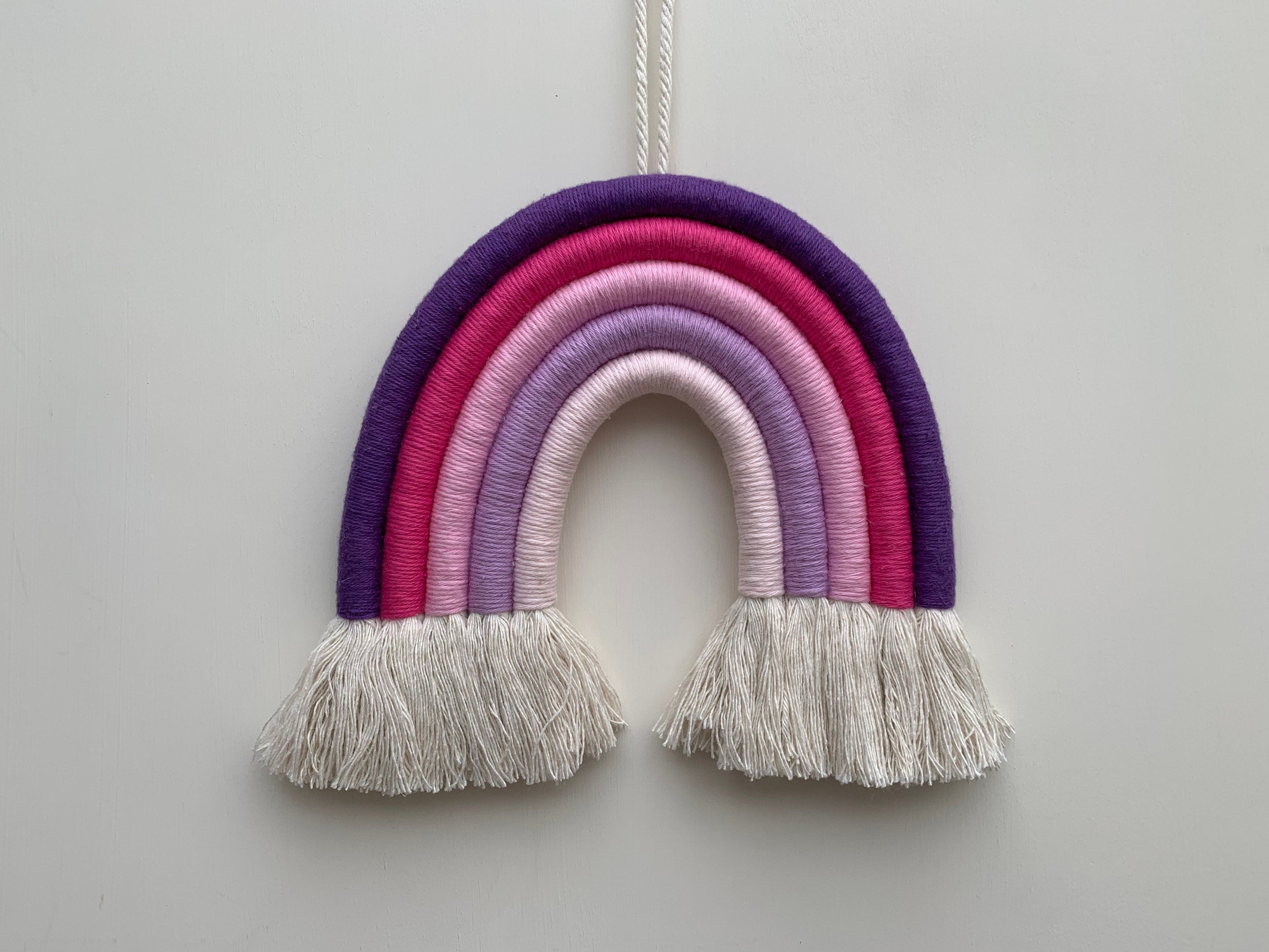 Rainbow wall hanging - rope rainbow - fibre art - nursery decor - playroom decor - new baby gift - baby shower - Rainbows