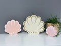Wooden scallop shell, nautical decor, seaside, under the sea, tiered tray decor.
