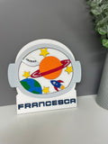 Astronaut name plaque - space theme bedroom decor - space name plaque - planets - wooden door sign