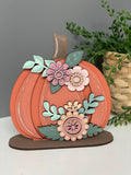 Wooden pumpkins, freestanding pumpkin, autumn decor, floral pumpkins.