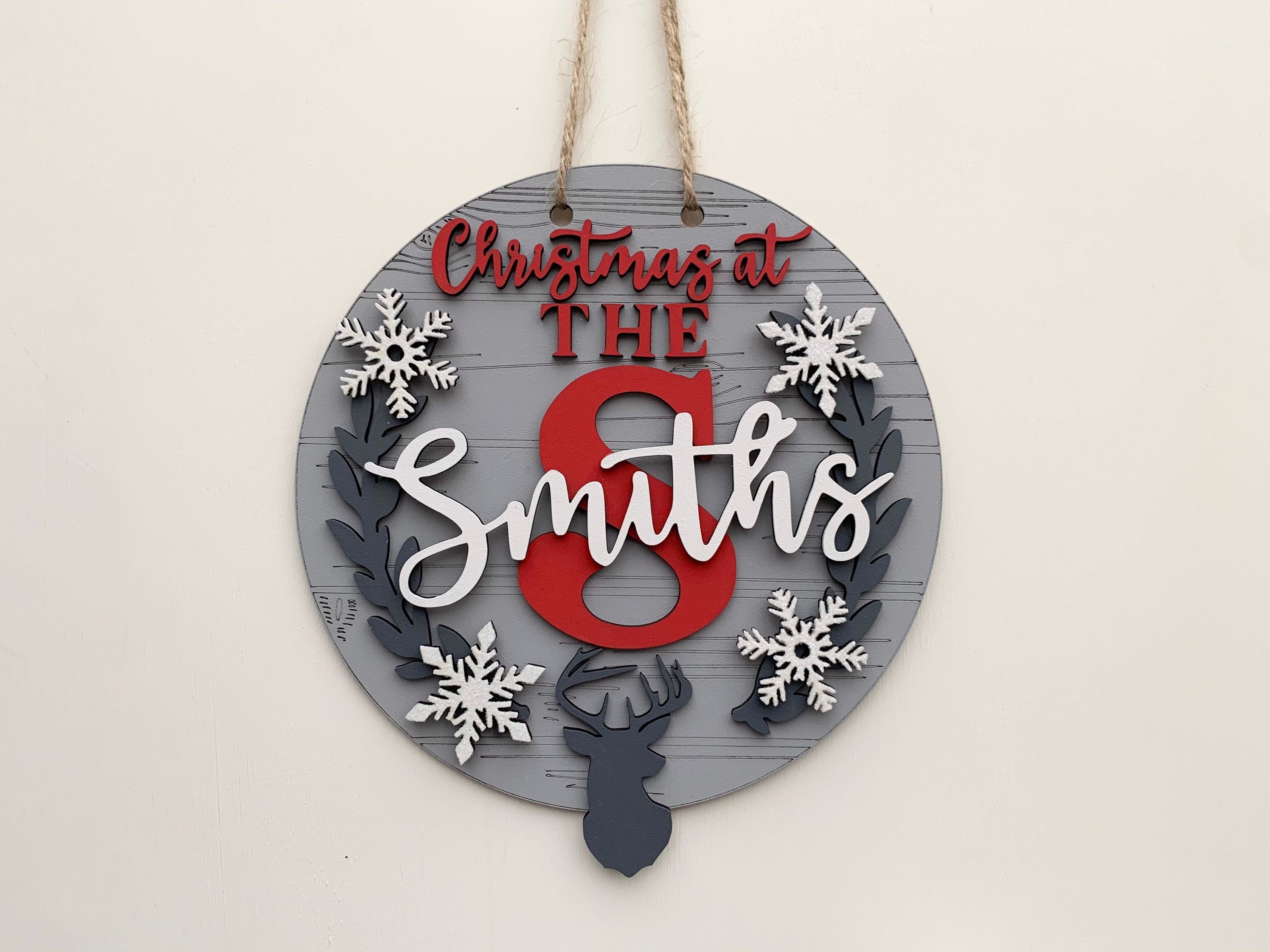 Christmas at the family plaque - Christmas family sign - family wall hanging - personalised Christmas decoration