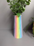 Jesmonite eco resin rainbow stripe vase.