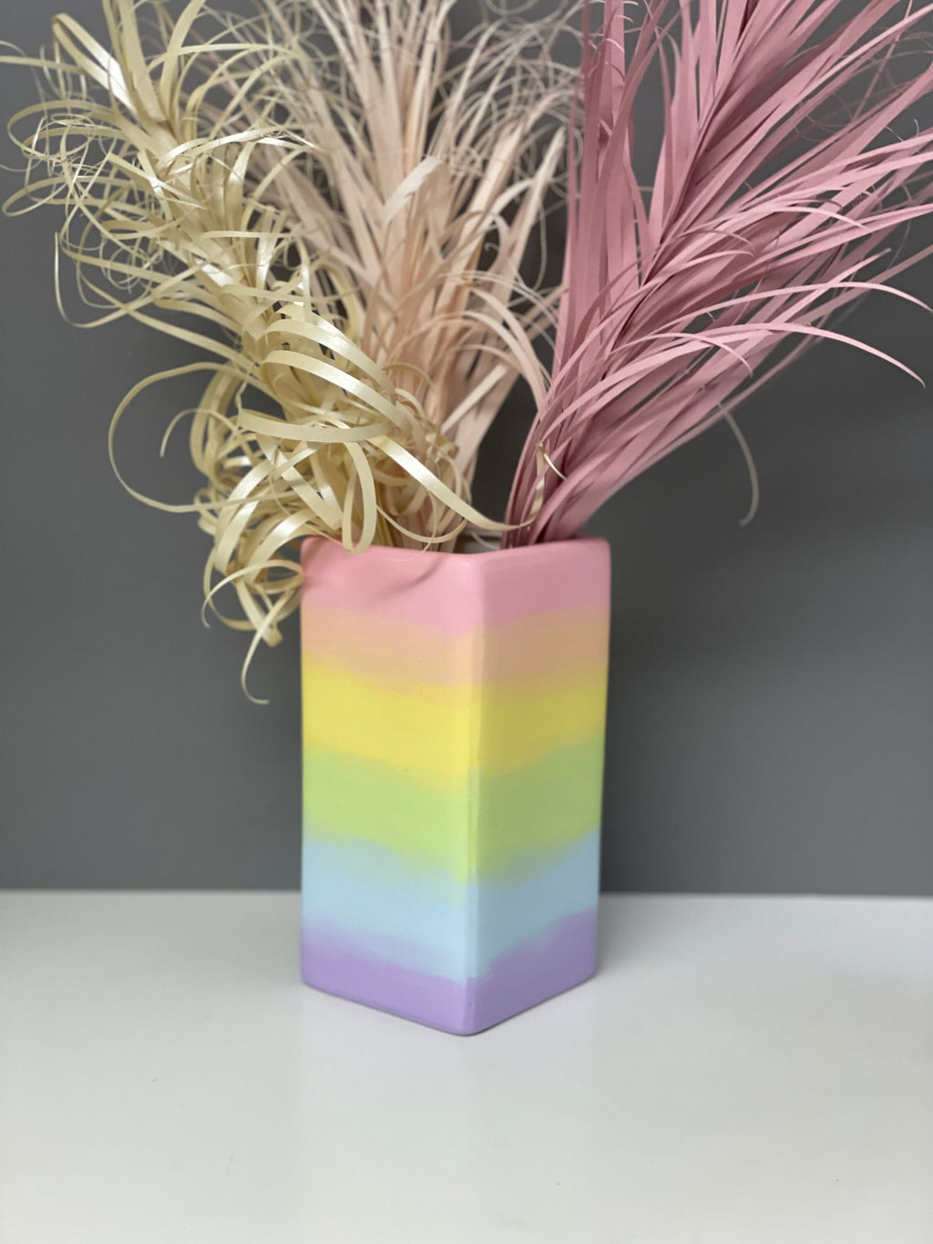 Hand painted Pastel ombré ceramic vase